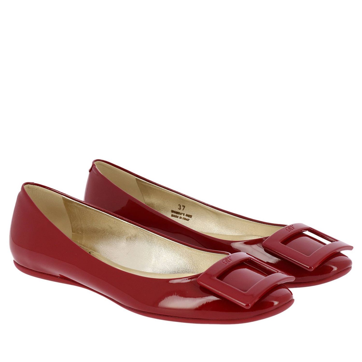 ROGER VIVIER: Gommette Ballet flats with RV buckle in patent leather ...