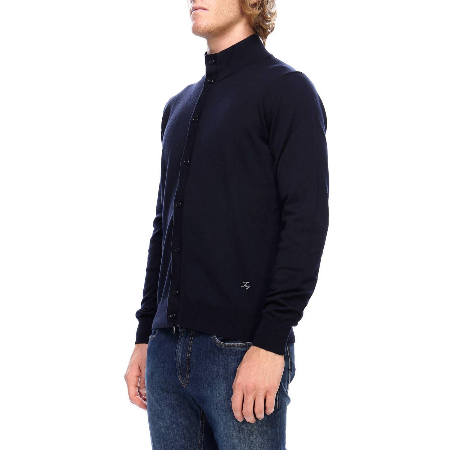 Fay Outlet: Sweater men - Blue | Cardigan Fay NMMC2372010 FDS GIGLIO.COM