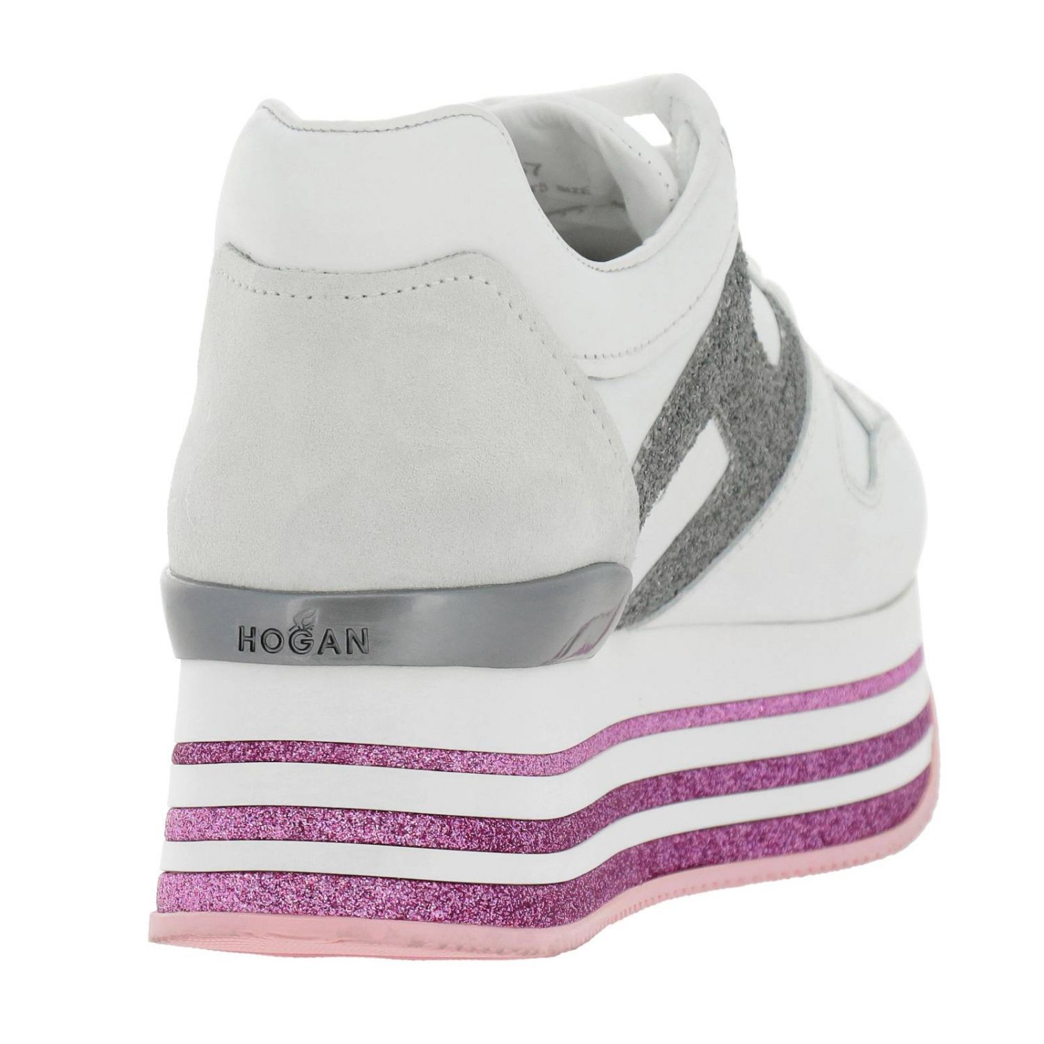 HOGAN SNEAKER MIDI H222 PLATFORM Donna Nero Glitter | Mascheroni Moda