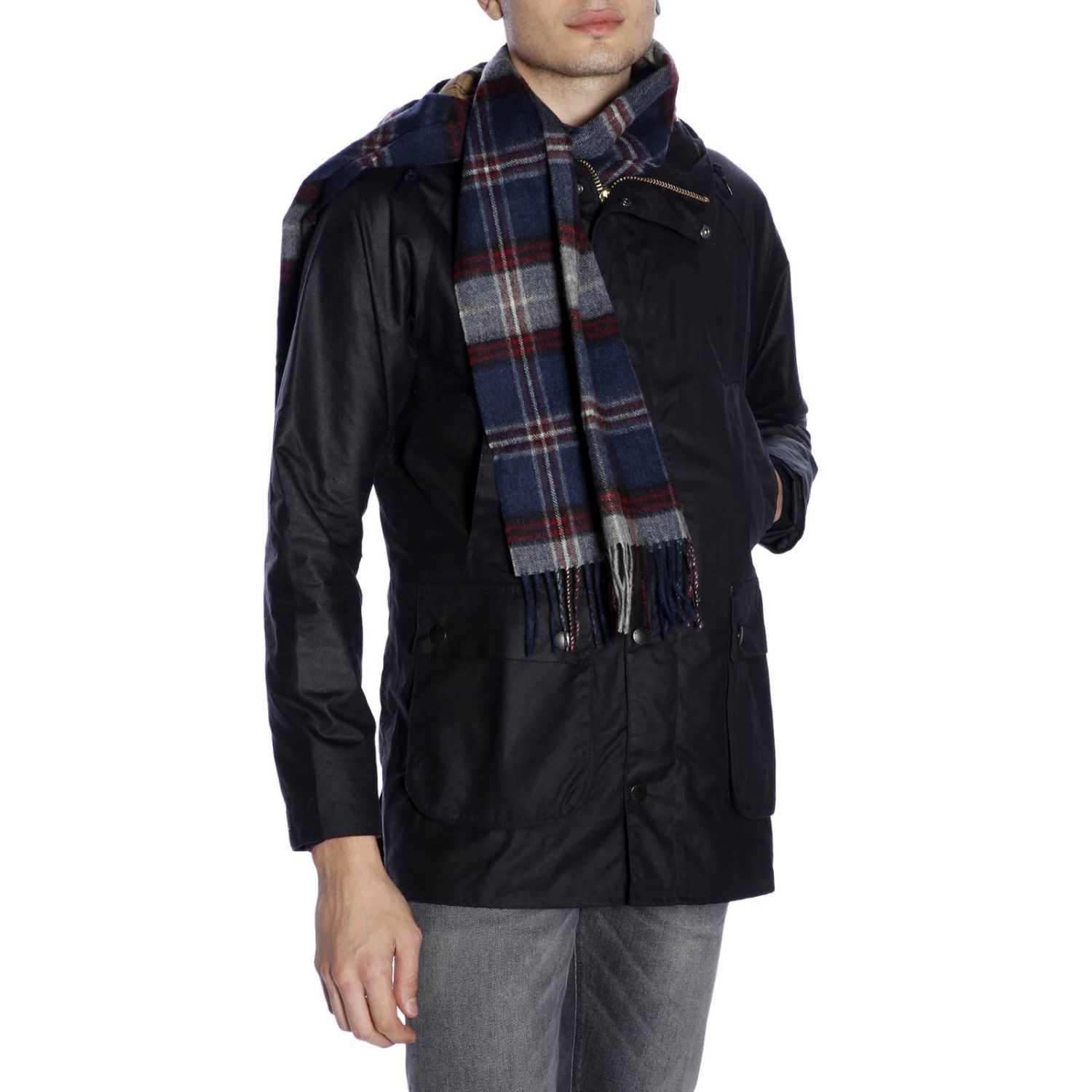 blue barbour scarf