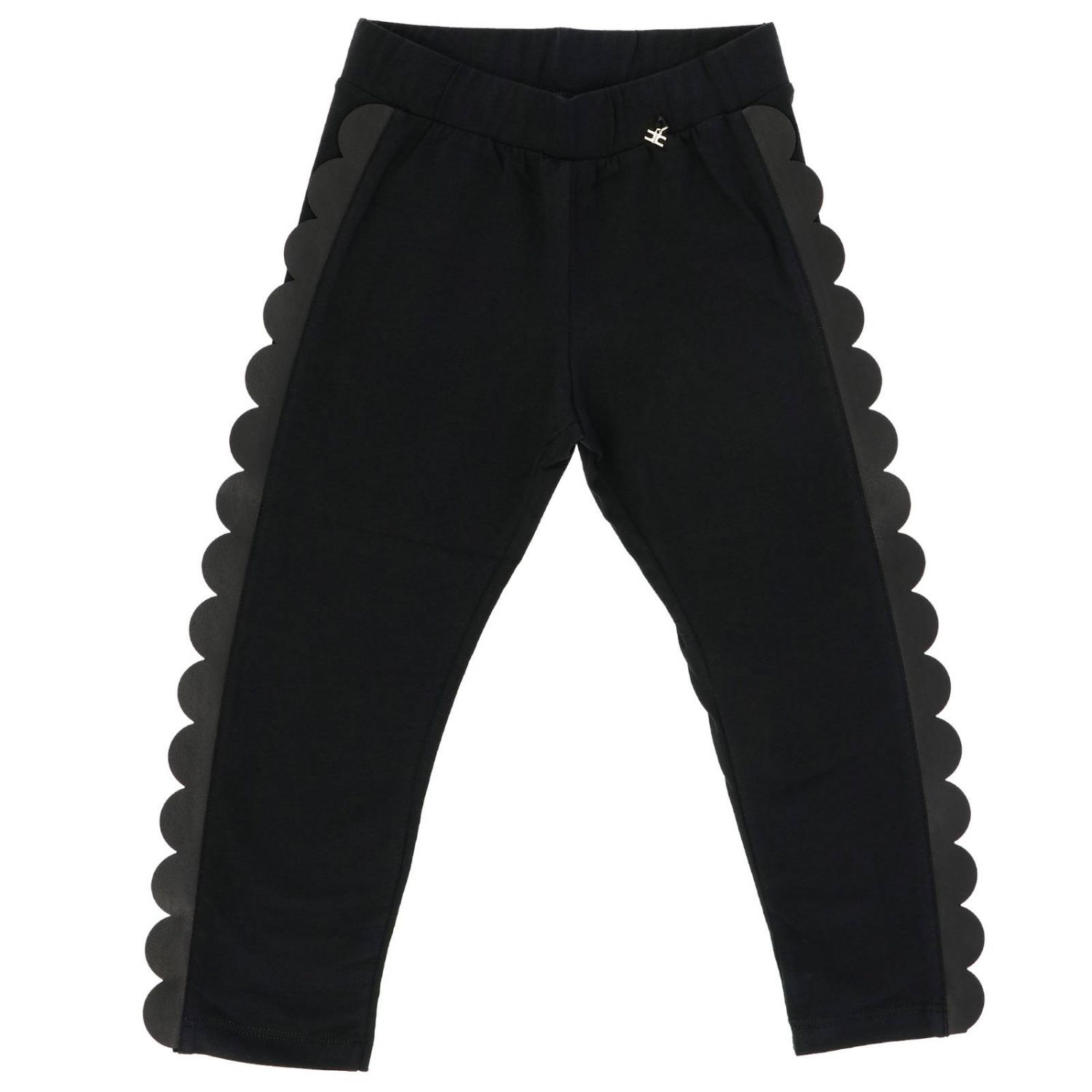 Elisabetta Franchi Outlet: Leggings stretch con bordi a onde - Nero |  Pantalone Elisabetta Franchi EFPA22 JE95 GIGLIO.COM