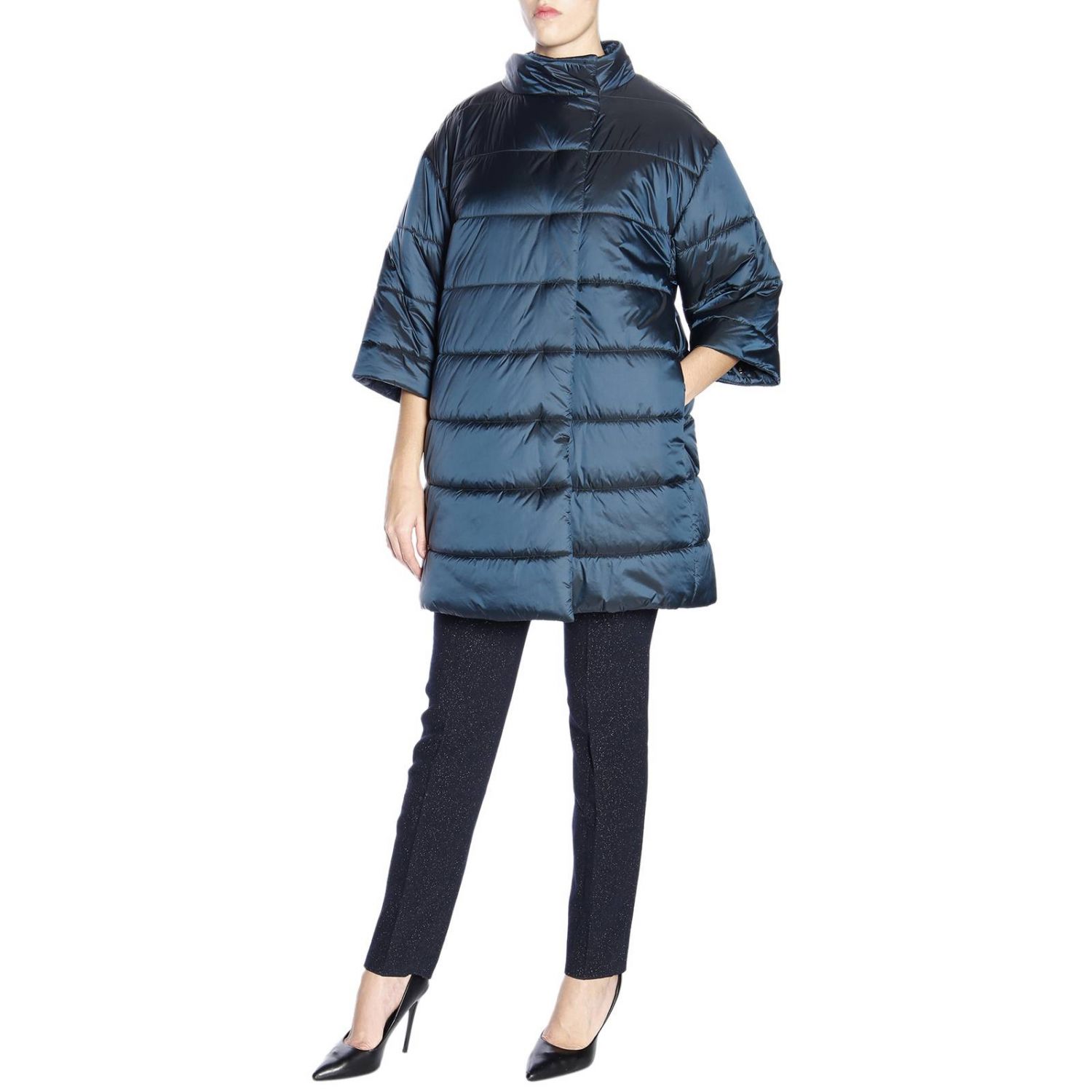 Marina Rinaldi Outlet: Piumino Pantone in nylon con bordi di pelliccia -  Royal | Giacca Marina Rinaldi 24840280 150095 GIGLIO.COM