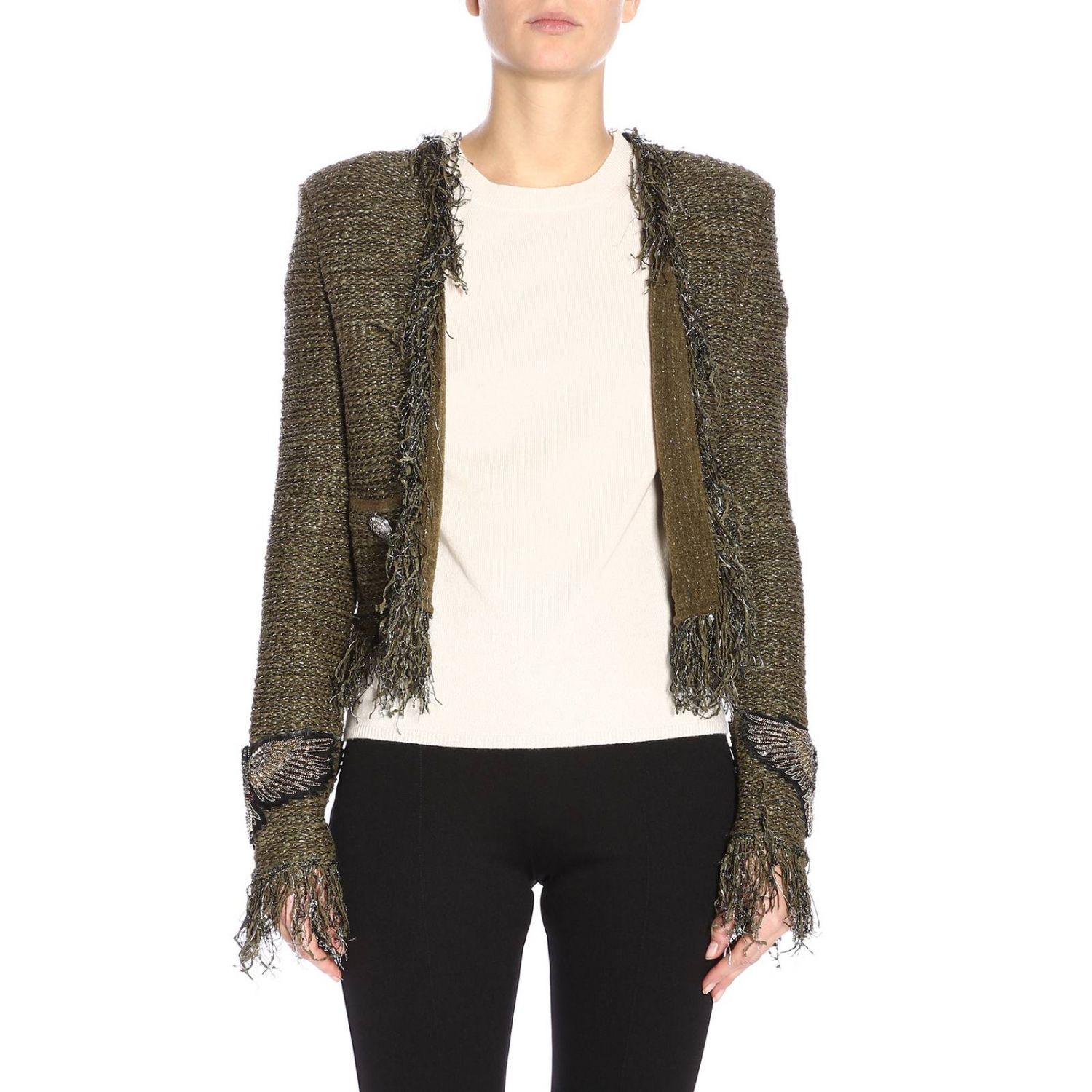 Balmain Outlet: Blazer women - Kaki | Blazer Balmain 157330K191 GIGLIO.COM