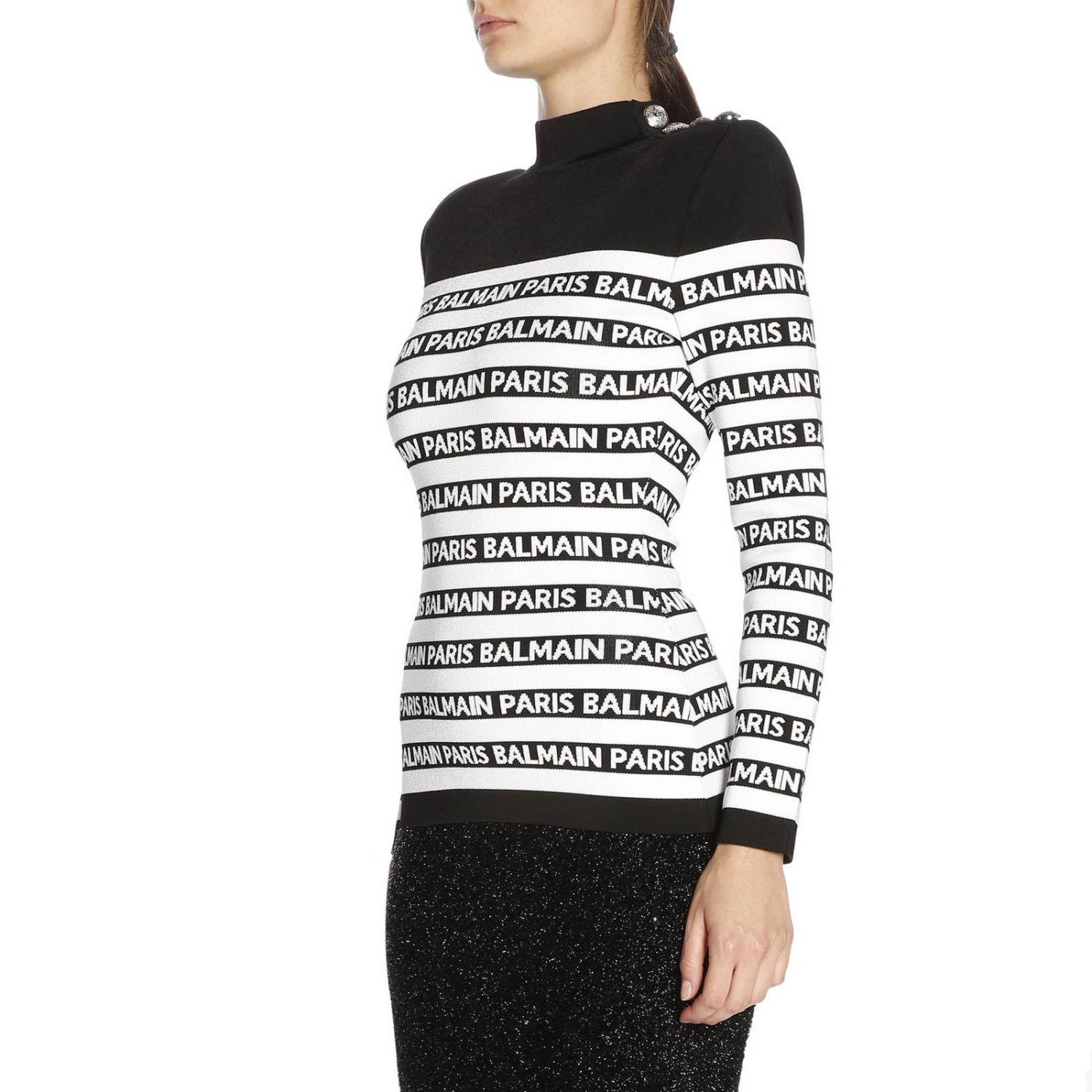 Balmain Outlet: sweater for woman - Black | Balmain sweater PF03639 ...