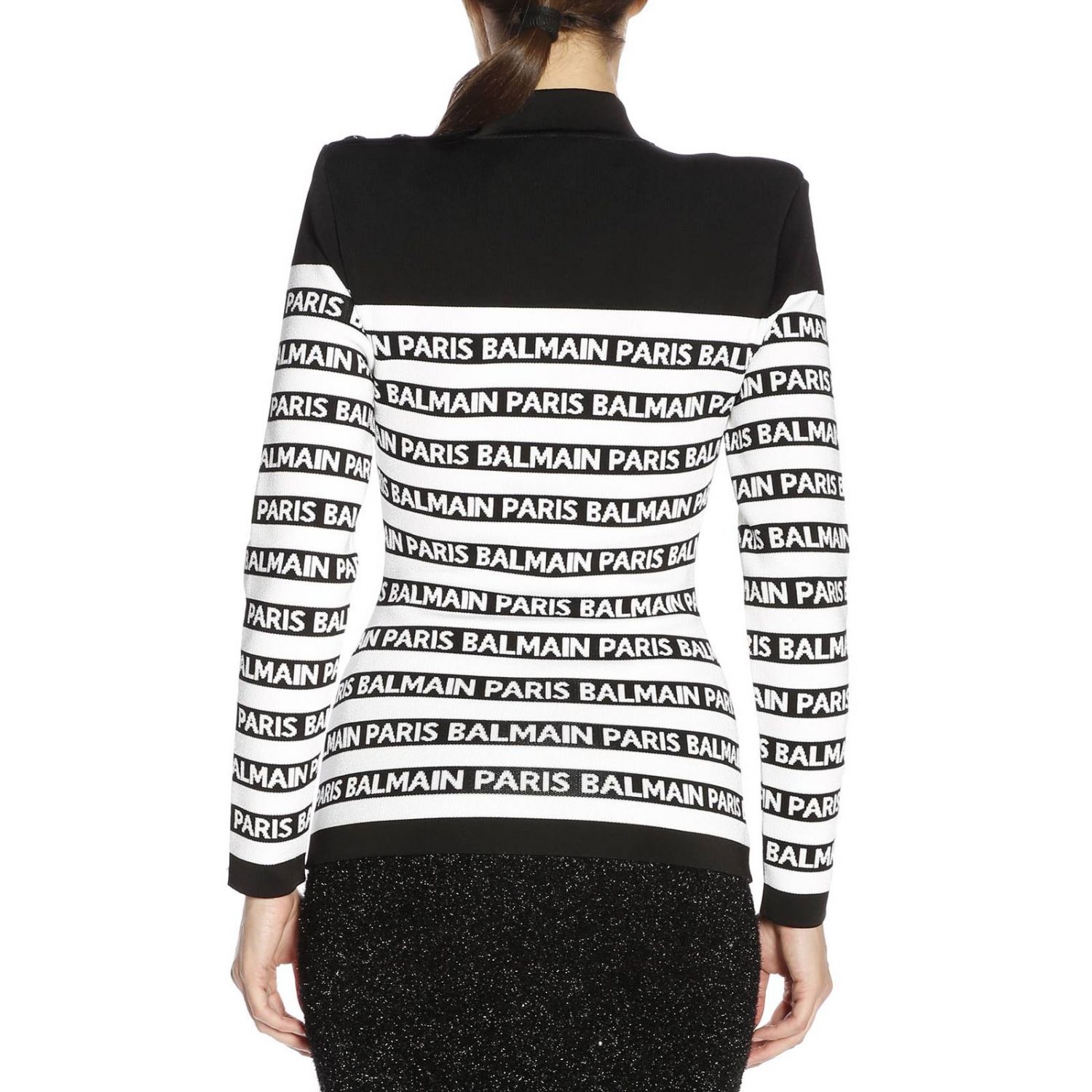 Balmain Outlet: sweater for woman - Black | Balmain sweater PF03639 ...