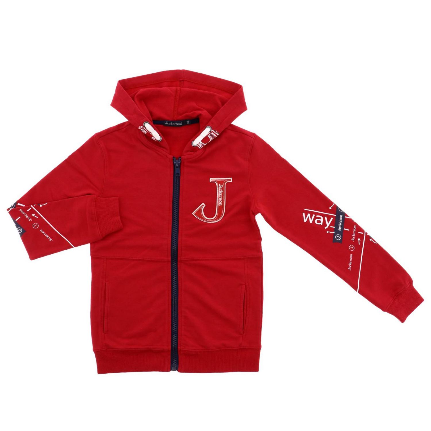 Jeckerson Outlet: Felpa con zip e cappuccio con maxi logo - Rosso | Maglia  Jeckerson J724 GIGLIO.COM
