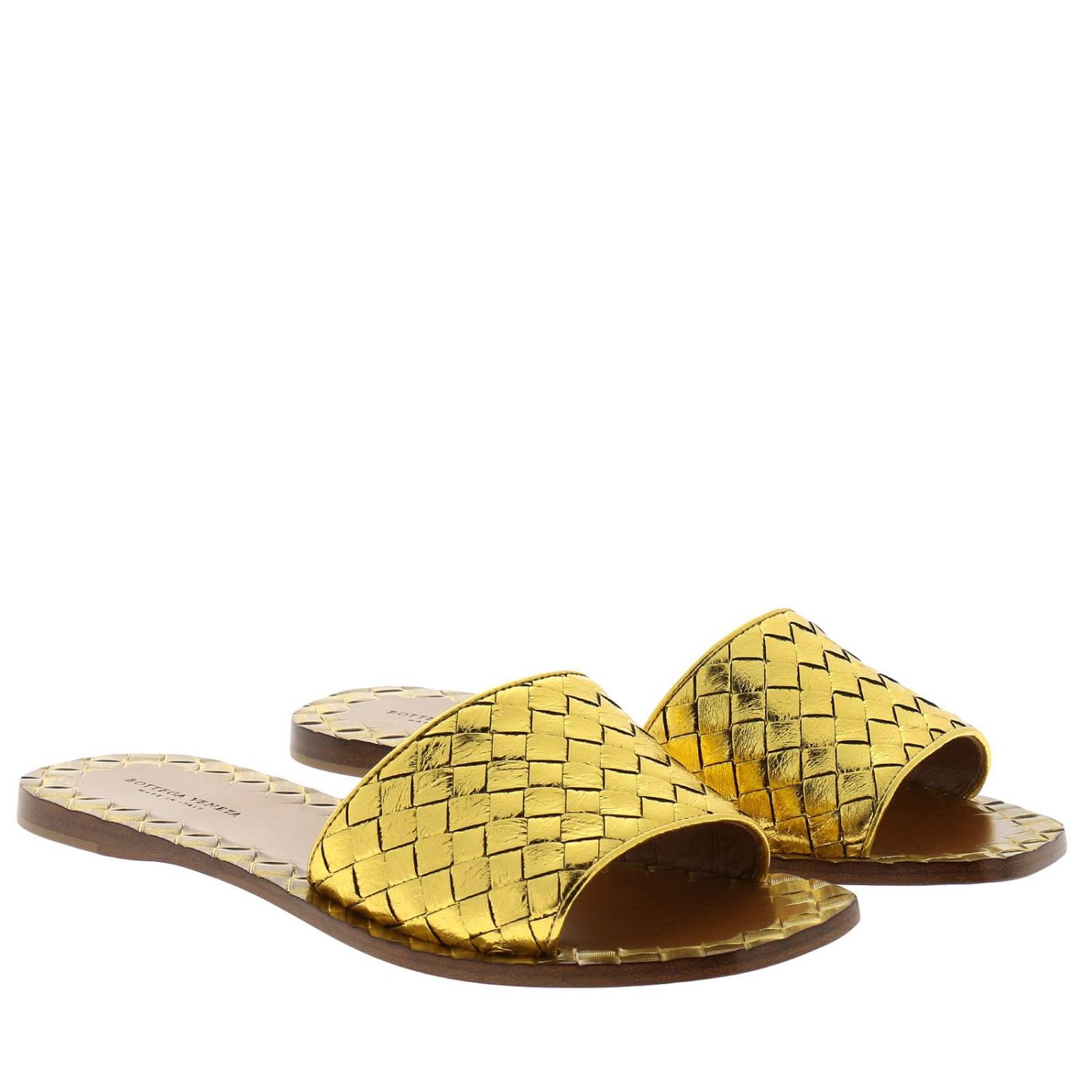 bottega veneta sandals gold