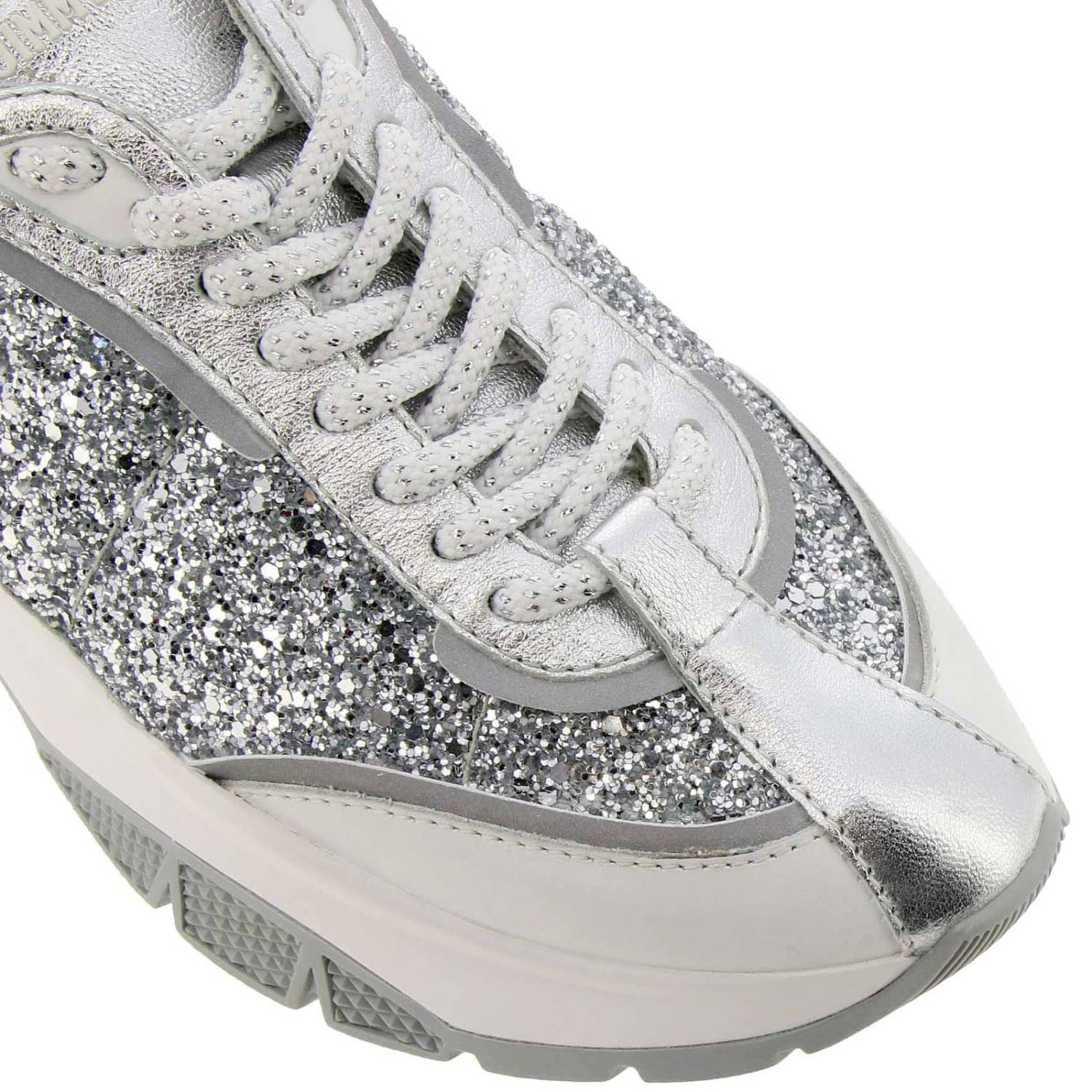 Jimmy Choo Outlet: Raine sneakers in genuine laminated and smooth ...