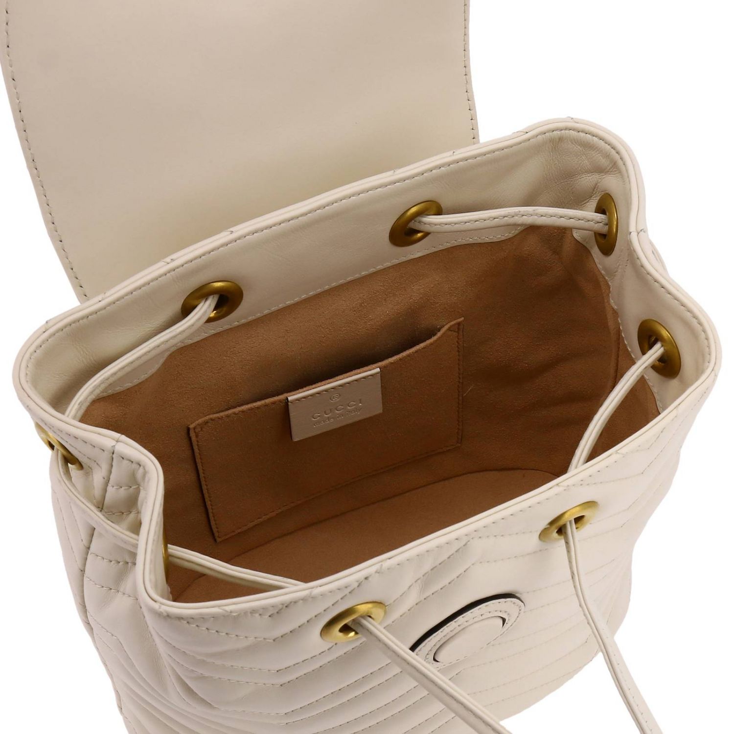 GUCCI: Zaino GG Marmont in vera pelle con trapuntato chevron - Bianco | Zaino  Gucci 528129 DRW4T GIGLIO.COM