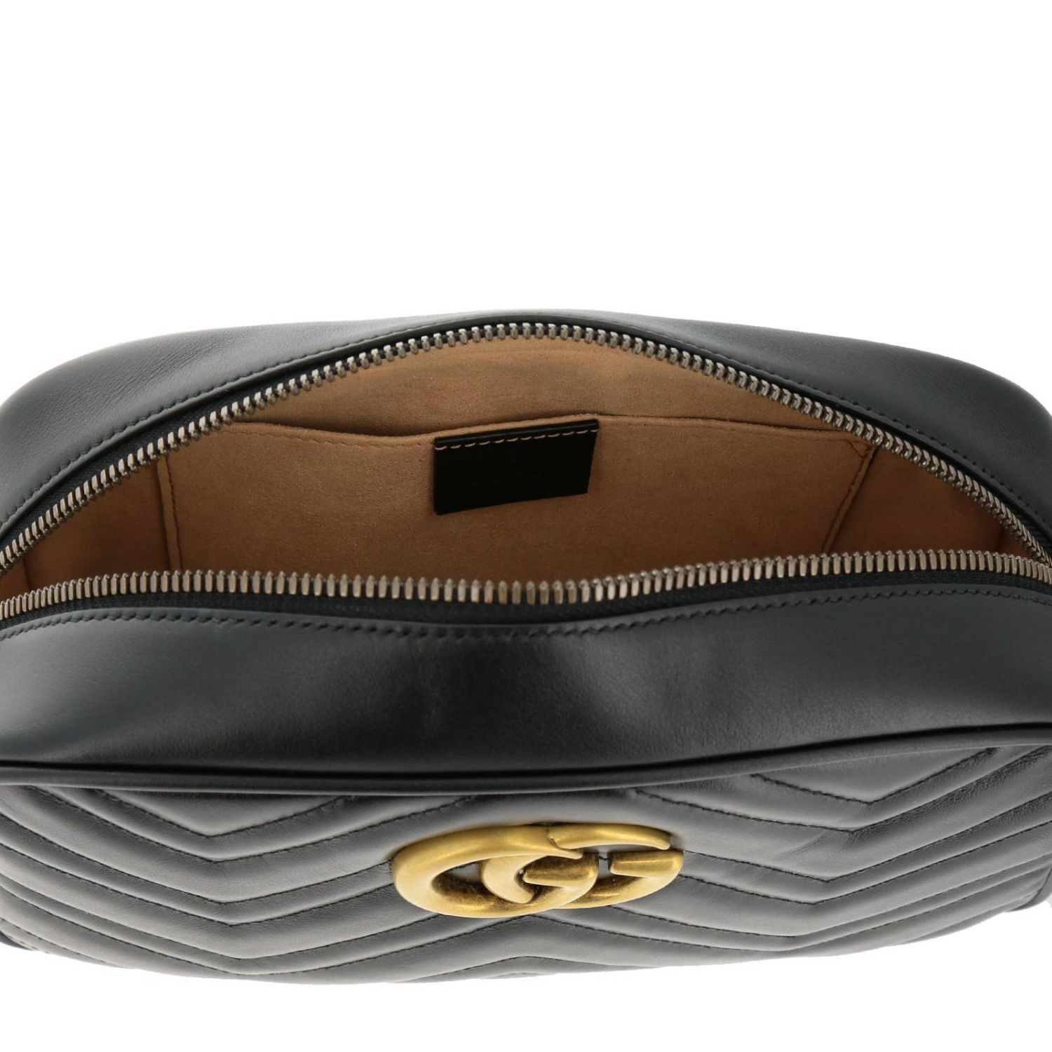 GUCCI: Borsa GG Marmont camera bag in vera pelle con trapuntato chevron -  Nero | Borse A Tracolla Gucci 447632 DTD1T GIGLIO.COM