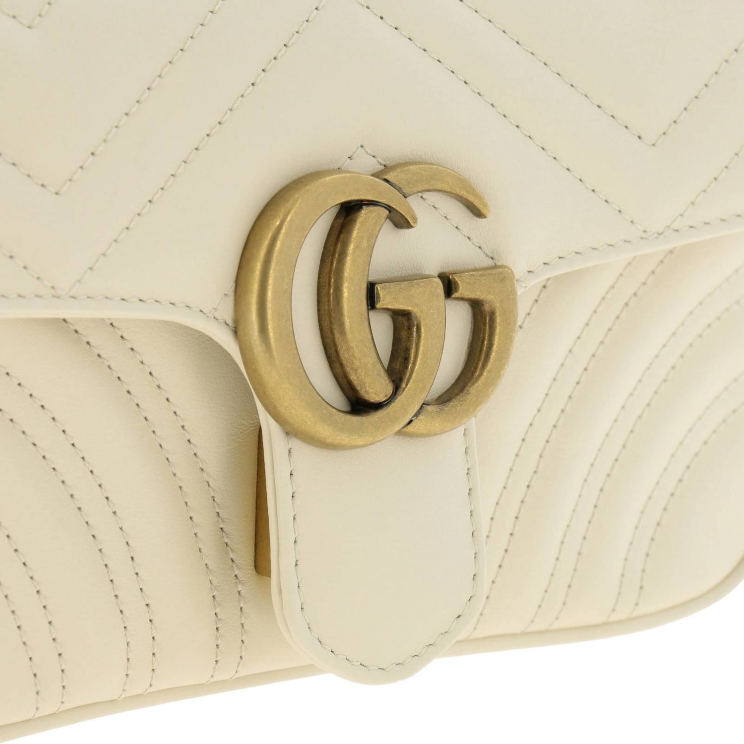 GUCCI: Borsa GG Marmont in vera pelle con trapuntato chevron e maxi cuore  posteriore - Bianco | Borsa Mini Gucci 446744 DTDIT GIGLIO.COM
