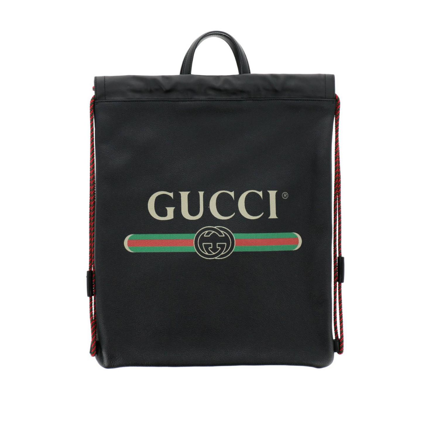 GUCCI: Zaino Print large in vera pelle a grana con coulisse - Nero | Zaino  Gucci 516639 0GCBT GIGLIO.COM