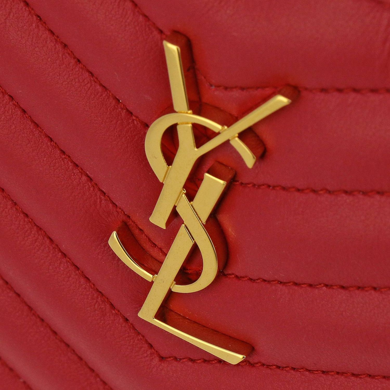 SAINT LAURENT: Pochette Monogram YSL in pelle matelassé con logo YSL  intrecciato - Rosso | Borsa Mini Saint Laurent 379039 CWU01 GIGLIO.COM