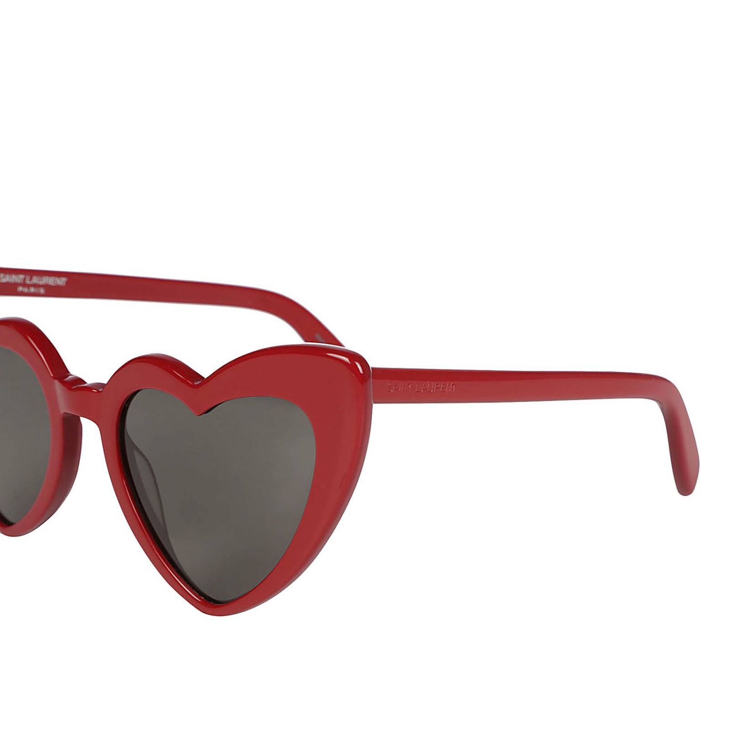 SAINT LAURENT: Occhiali da sole Loulou in acetato a forma di cuore - Rosso  | Occhiali Saint Laurent 471894 Y9901 GIGLIO.COM