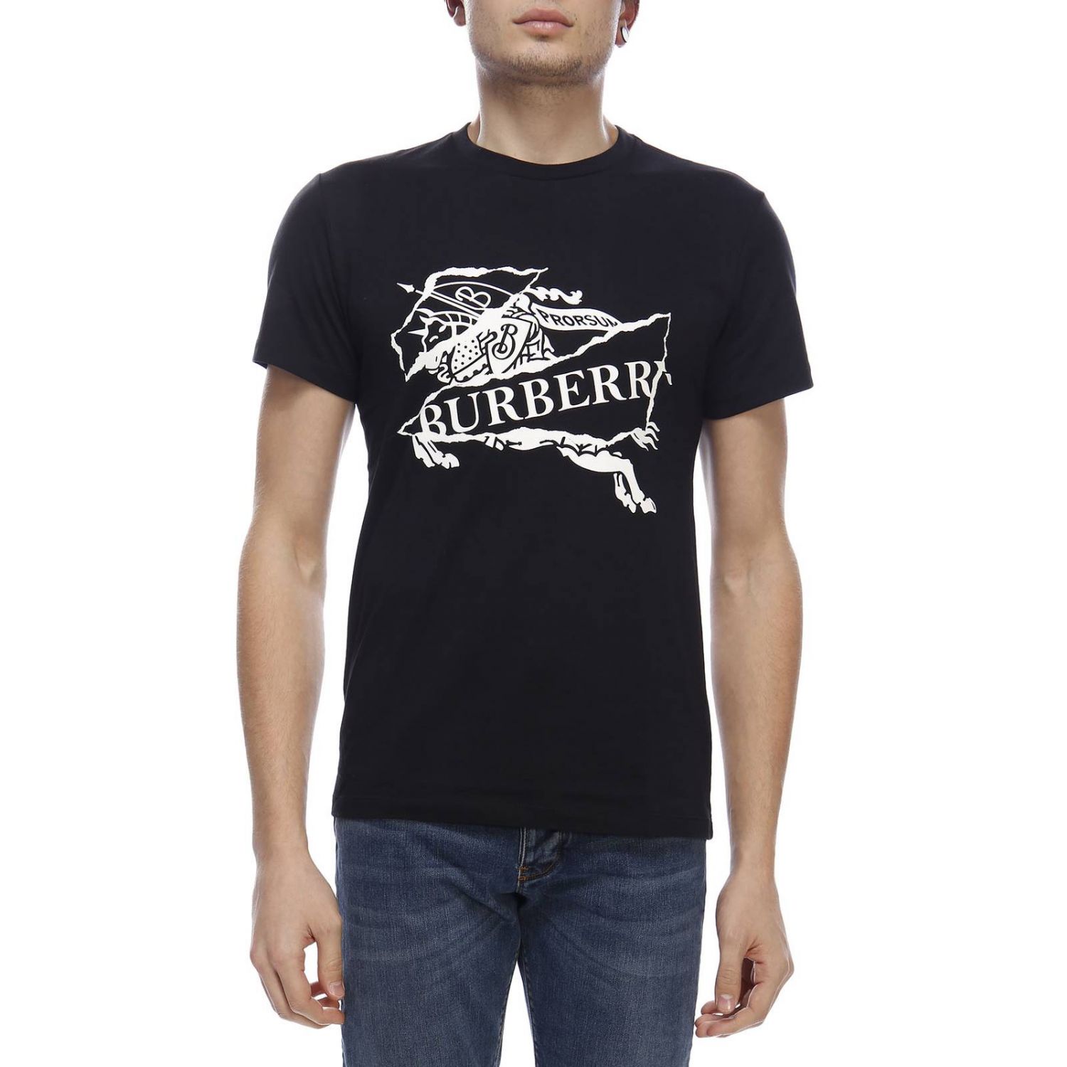 Burberry Outlet: T-shirt men | T-Shirt Burberry Men Black | T-Shirt