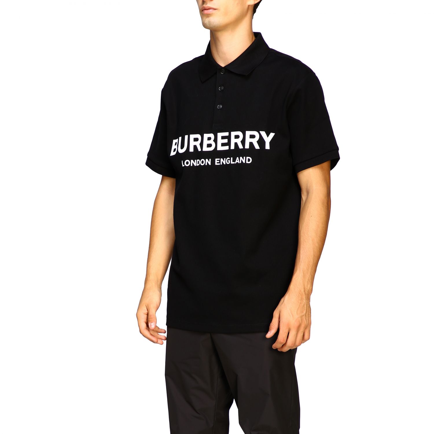 mens black burberry polo shirt