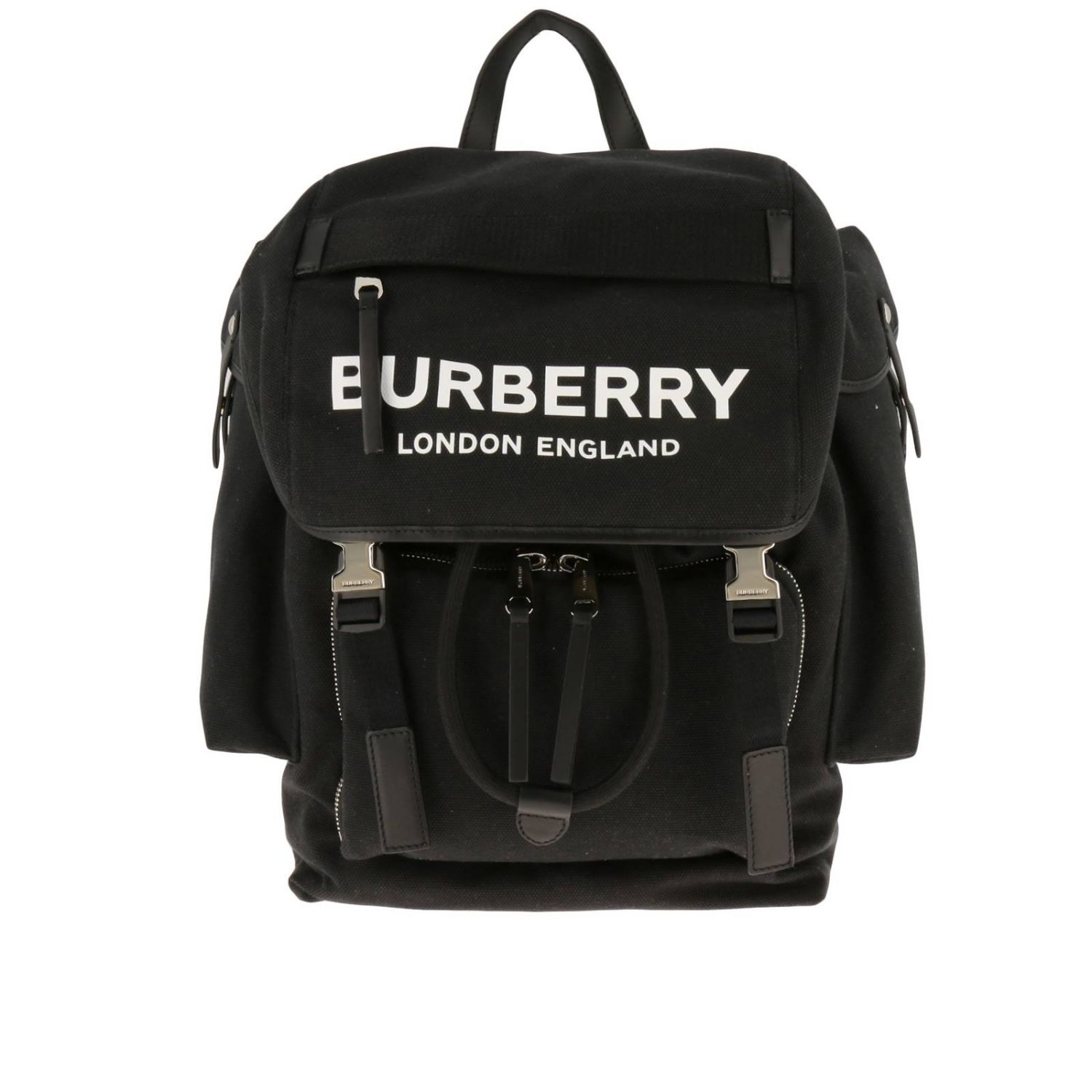 Burberry Outlet: Zaino large in tela con stampa logo - Nero | Zaino Burberry  8009265 112818 GIGLIO.COM