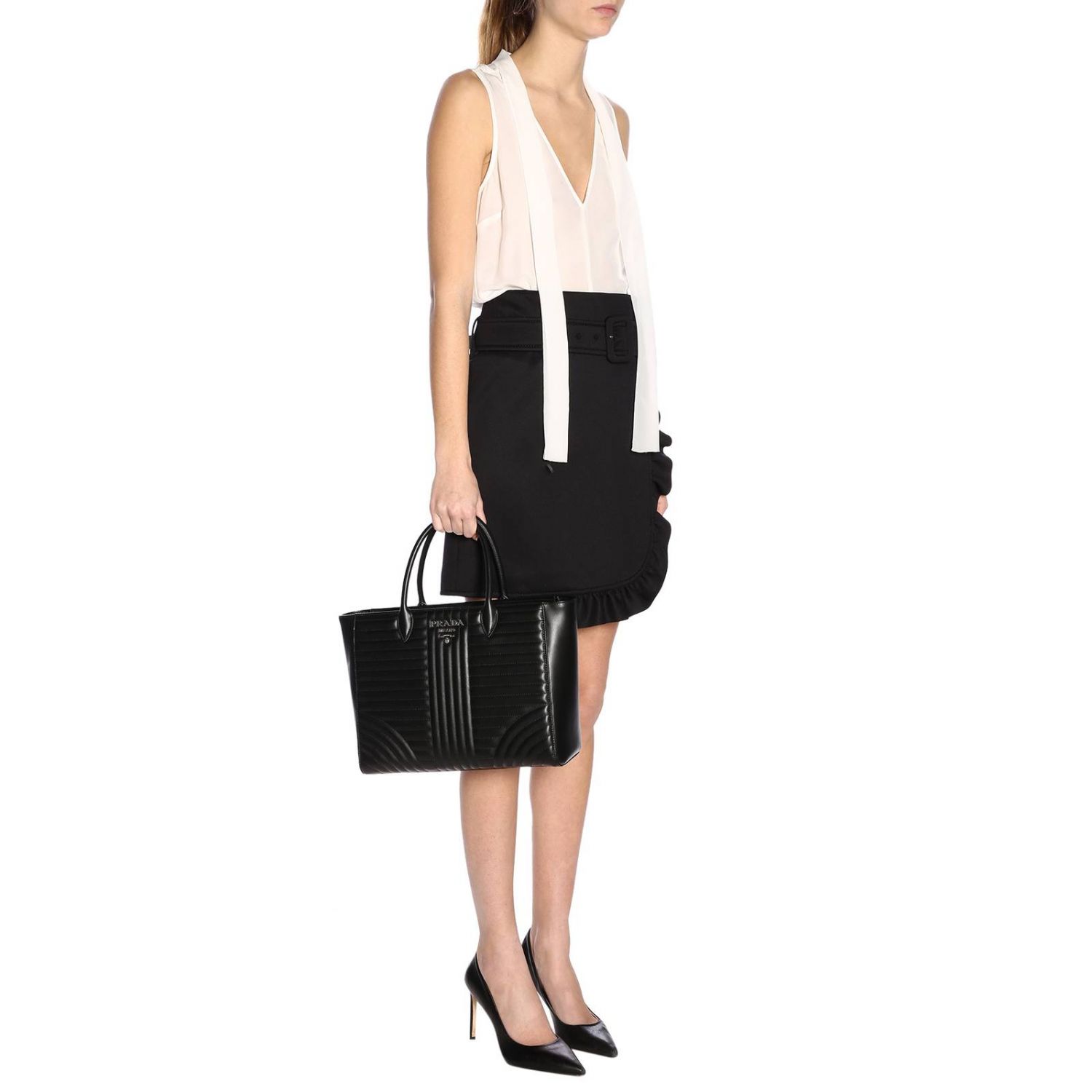 PRADA: Shoulder bag women - Black | Handbag Prada 1BA195OOI 2D91 GIGLIO.COM