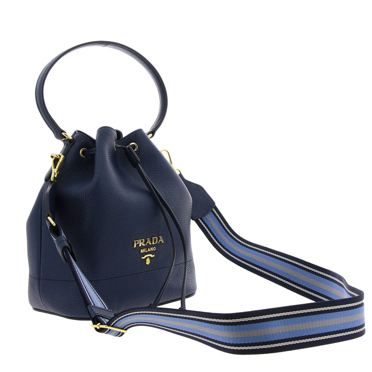 PRADA: Bolso de hombro mujer - Azul Oscuro | Mini Bolso Prada 1BE018NOO  2BBE GIGLIO.COM