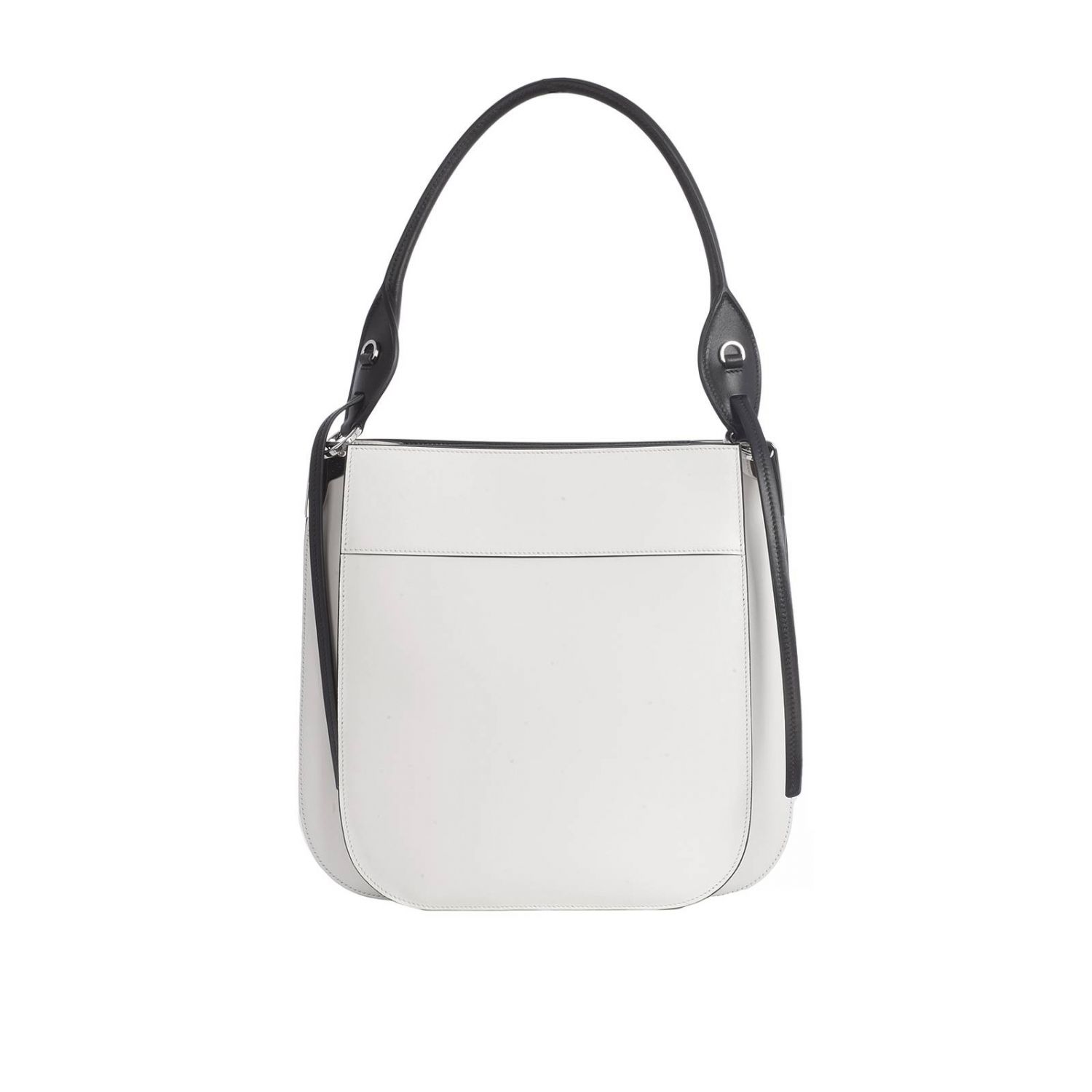 PRADA: Margit large bag in leather bag with Monochrome logo | Shoulder ...