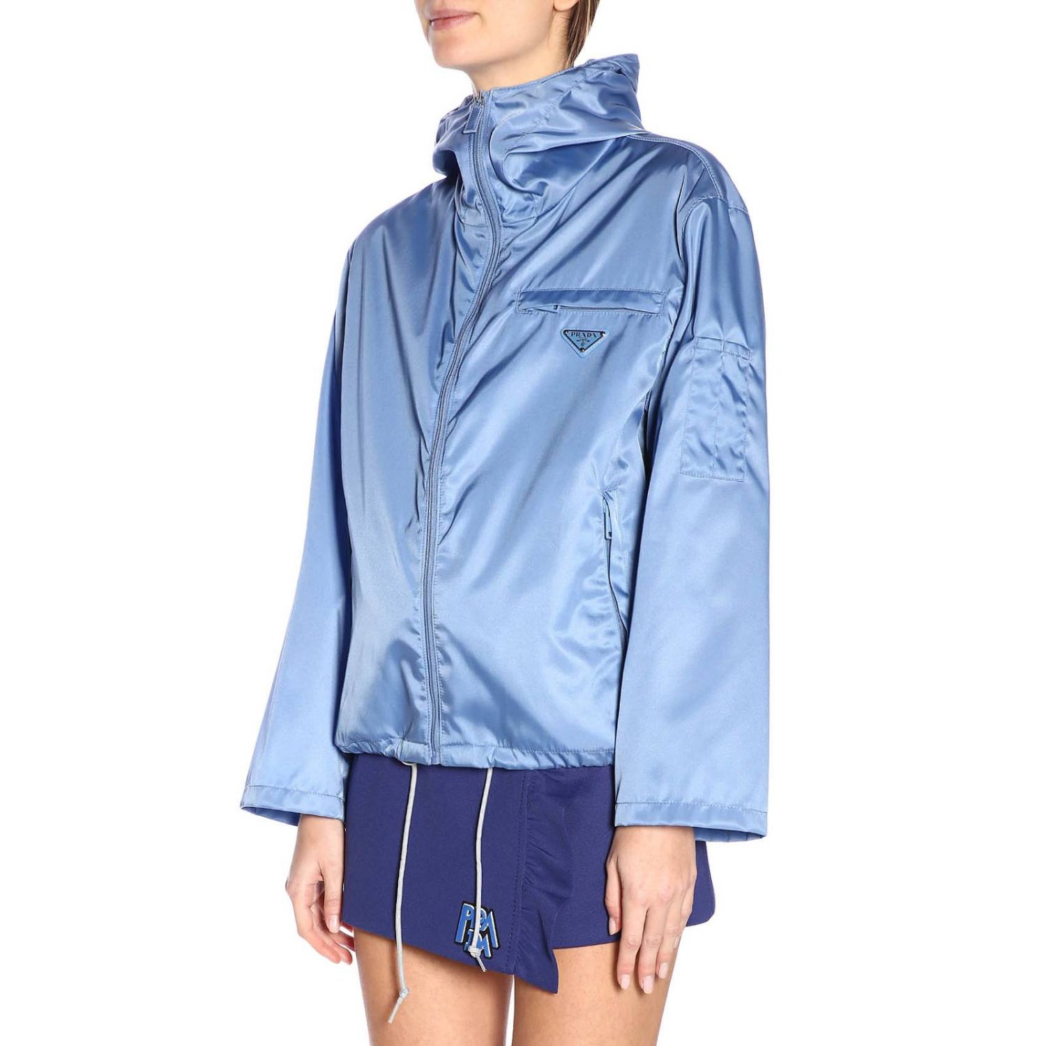 PRADA: Jacket women - Periwinkle | Jacket Prada 291434 I18 GIGLIO.COM