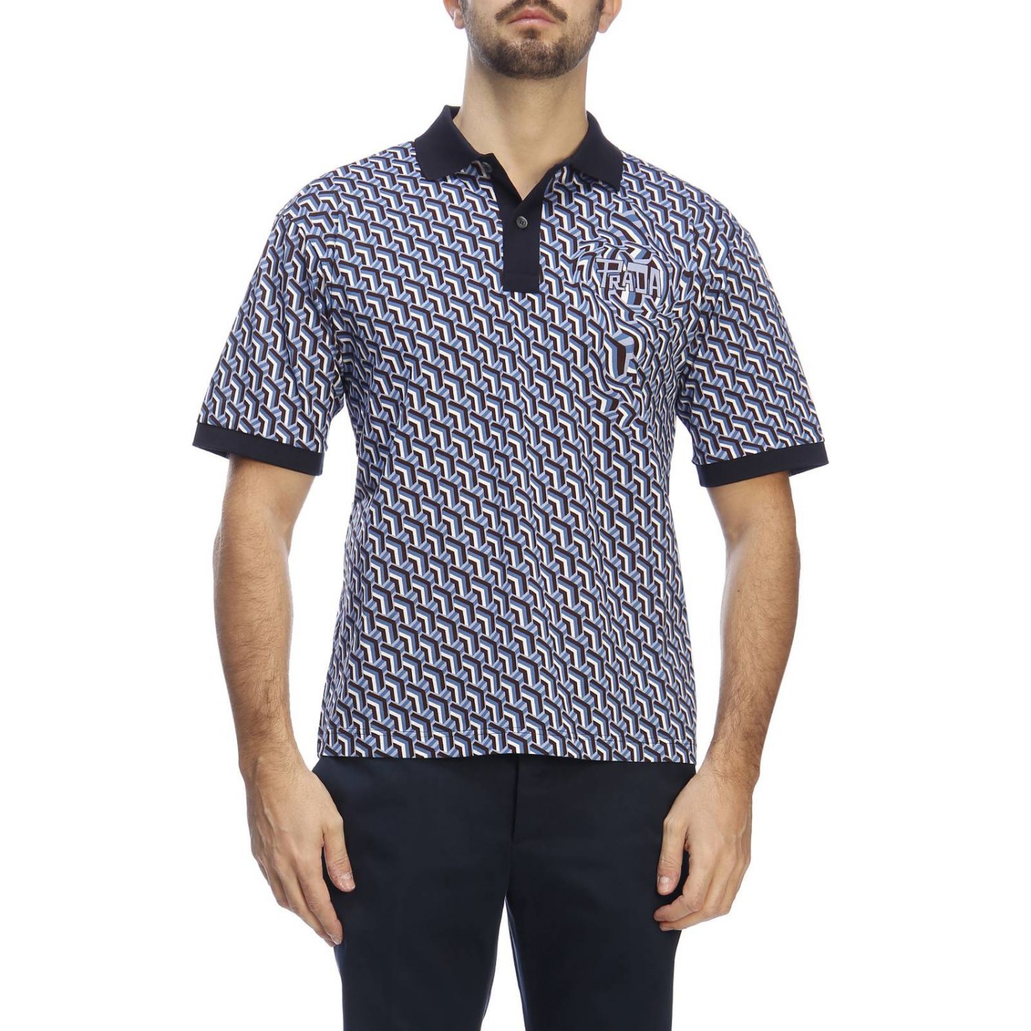 PRADA: T-shirt men - Blue | T-Shirt Prada UJN547 1TBT GIGLIO.COM