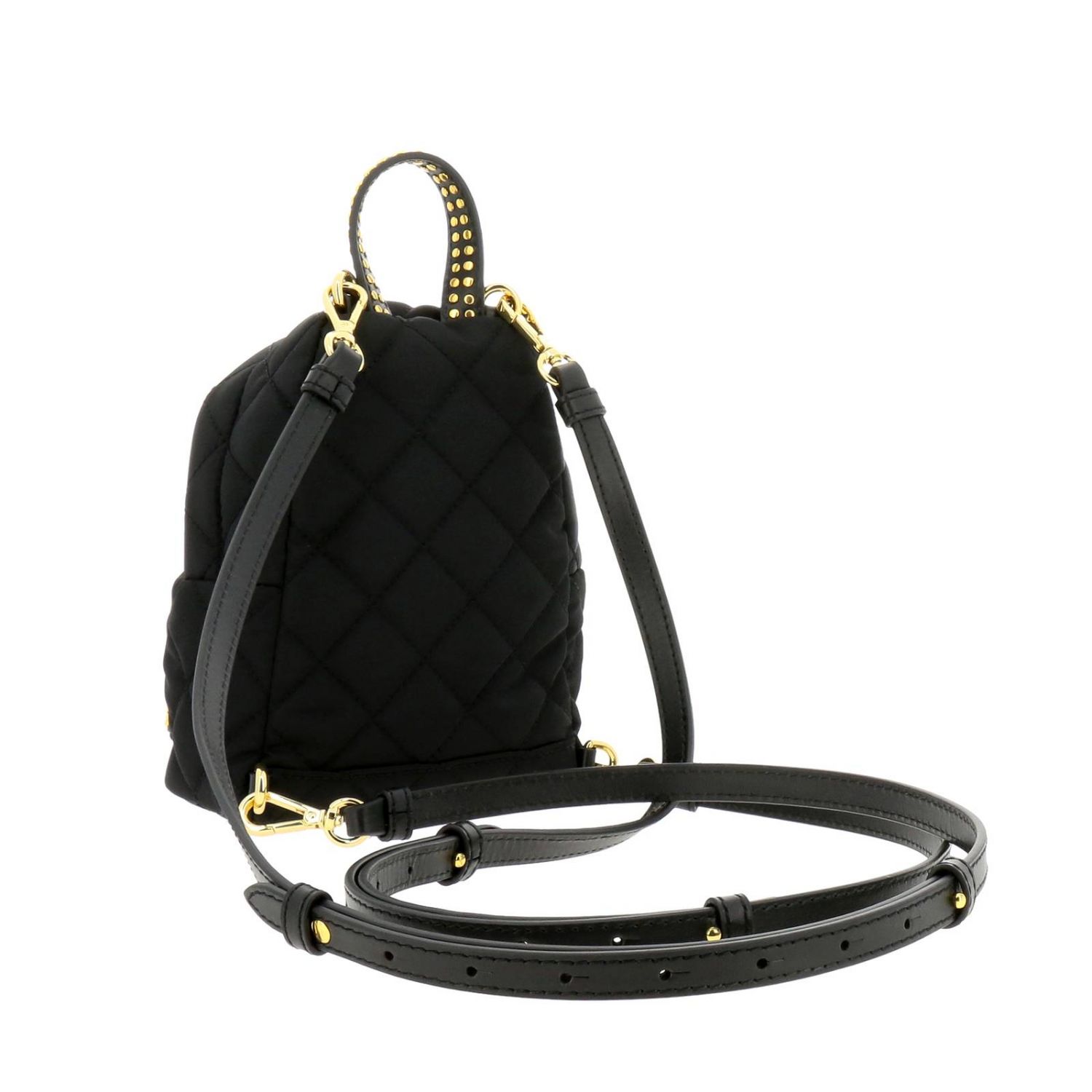 Zaino Donna Mini Trapuntato - Ecopelle Nero, Forma A V - Foto 12