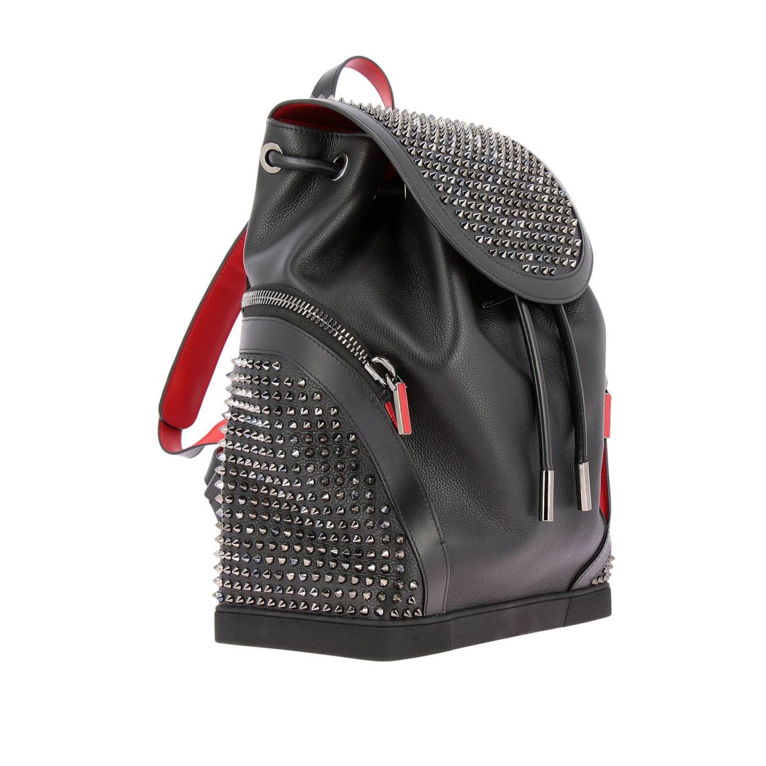 CHRISTIAN LOUBOUTIN: Zaino Explorafunk in pelle liscia e martellata con  maxi spikes all over - Nero | Zaino Christian Louboutin 3175044 GIGLIO.COM