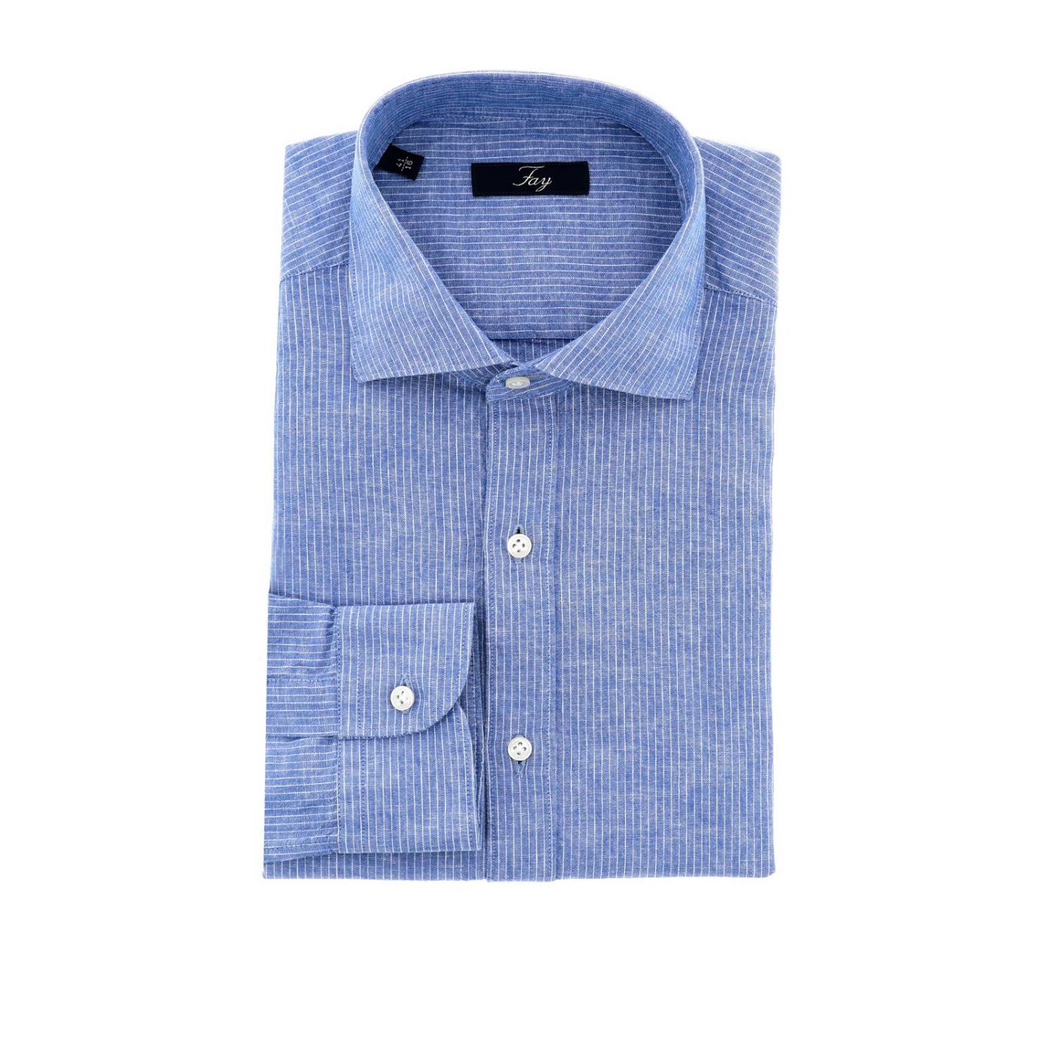 Fay Outlet: Shirt men - Gnawed Blue | Shirt Fay NCMA1382590 QOX GIGLIO.COM