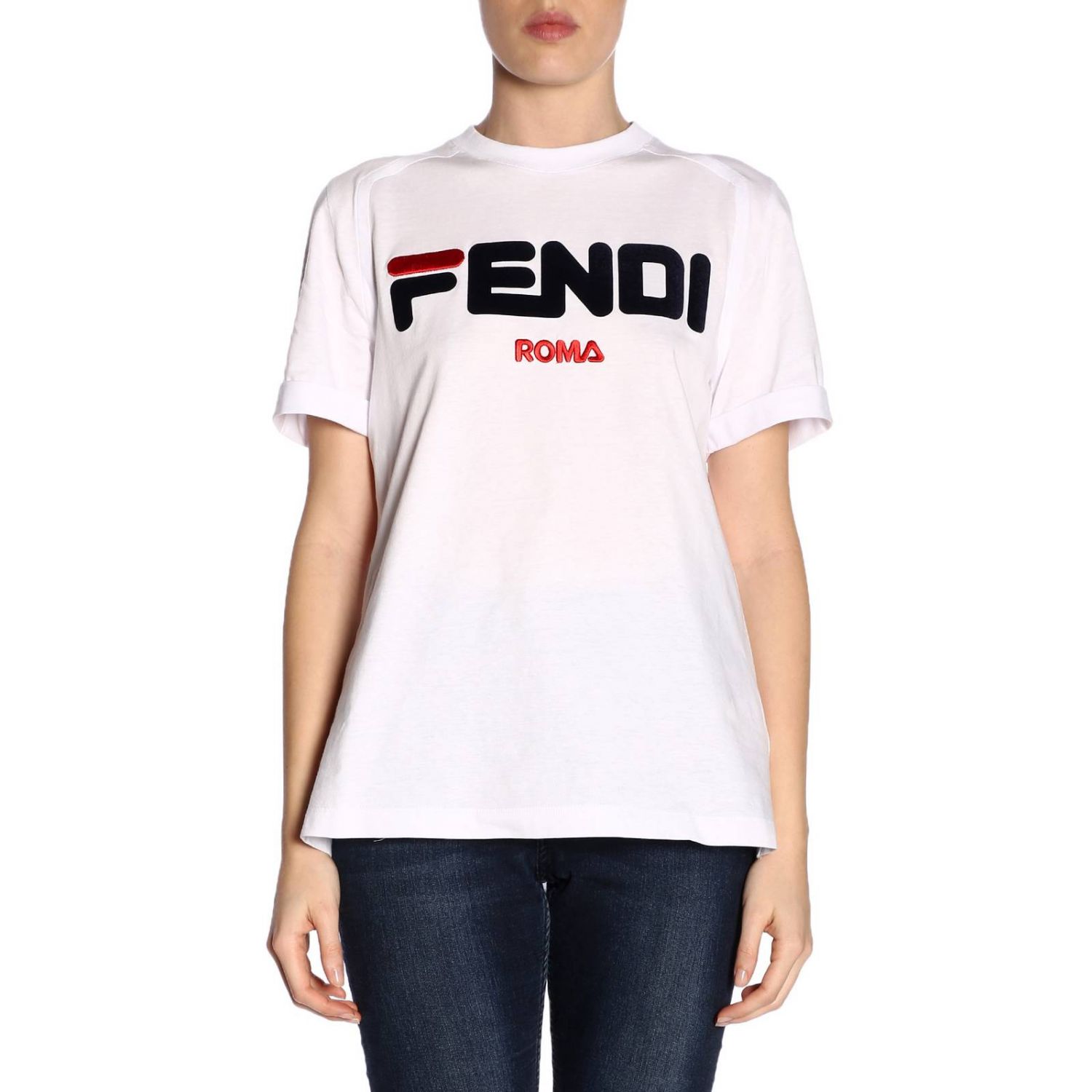 FENDI: T-shirt women | T-Shirt Fendi Women White | T-Shirt Fendi FS7074 ...