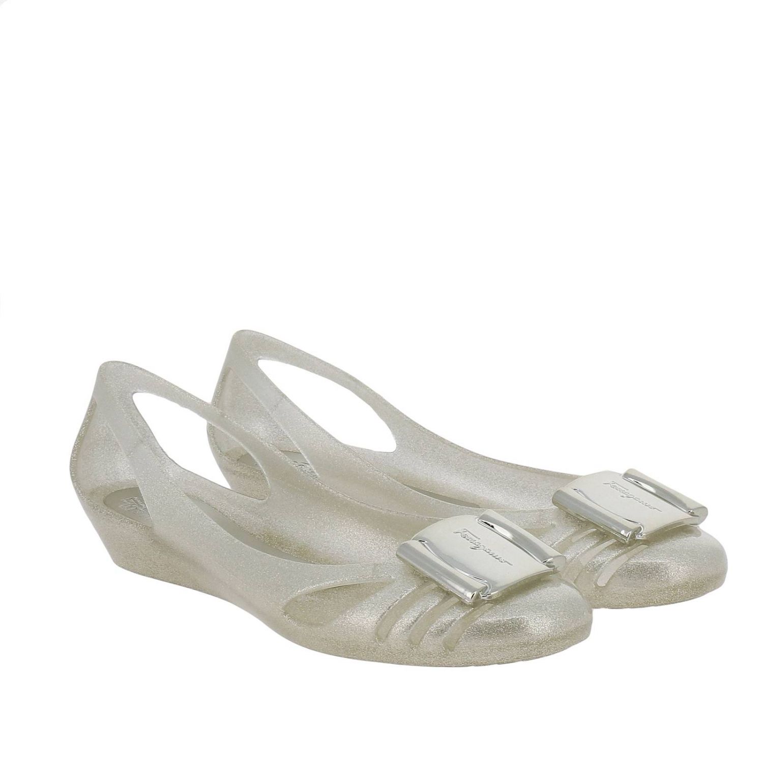 ferragamo silver flats