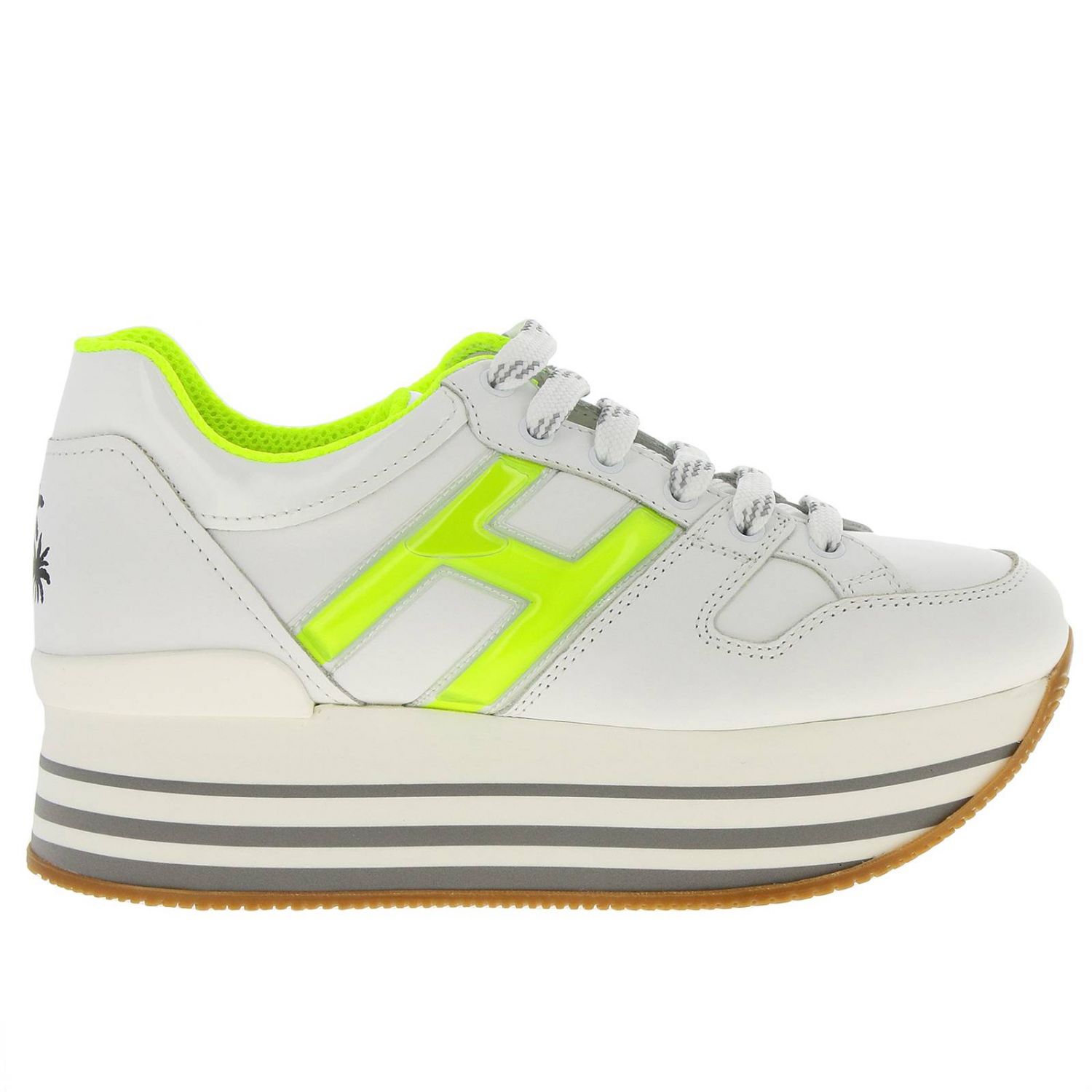 Hogan Outlet: Sneakers 283 Maxi platform 222 in pelle con H in gel fluo -  Giallo | Sneakers Hogan HXW2830BG50 I6S GIGLIO.COM