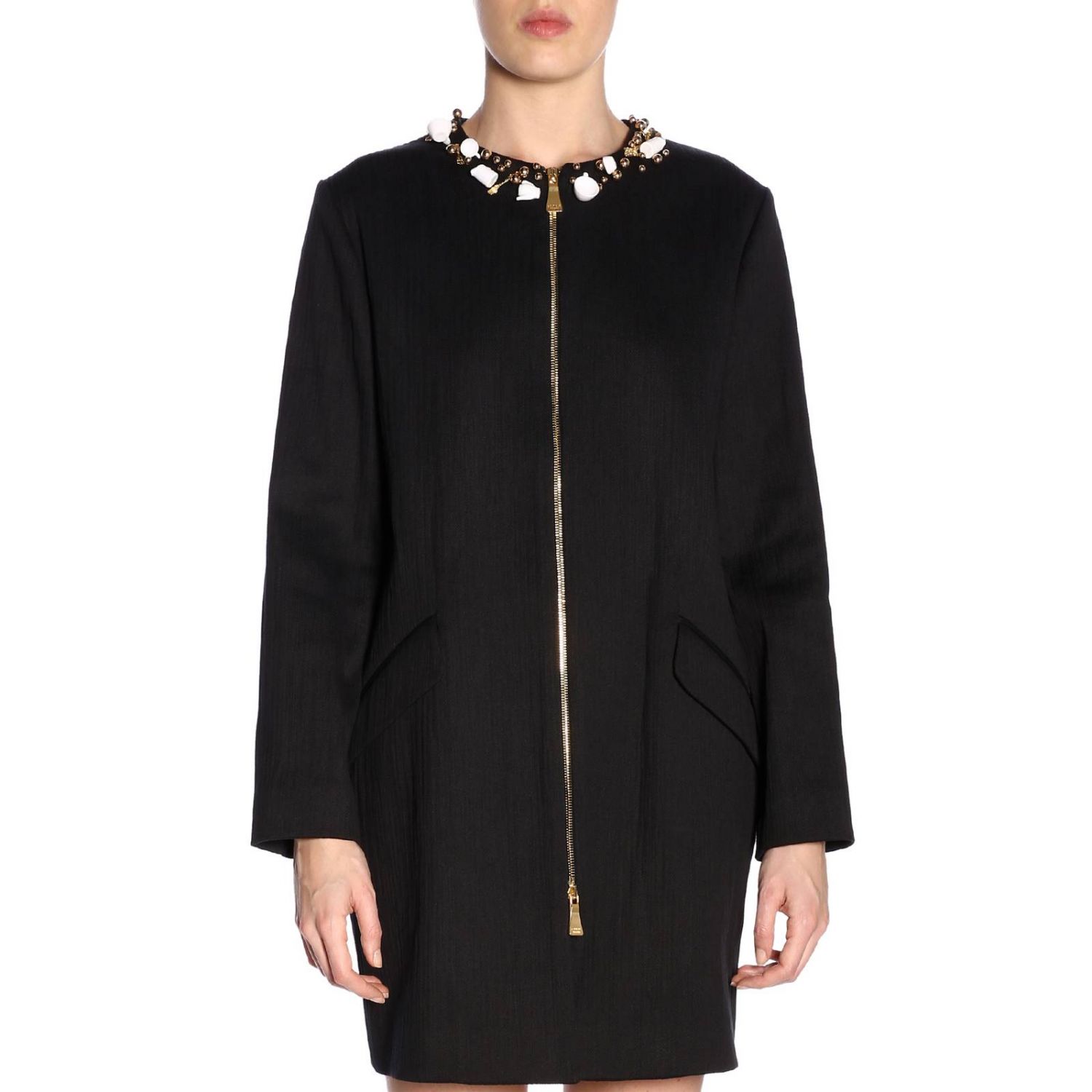 Boutique Moschino Outlet coats for woman Black Boutique Moschino