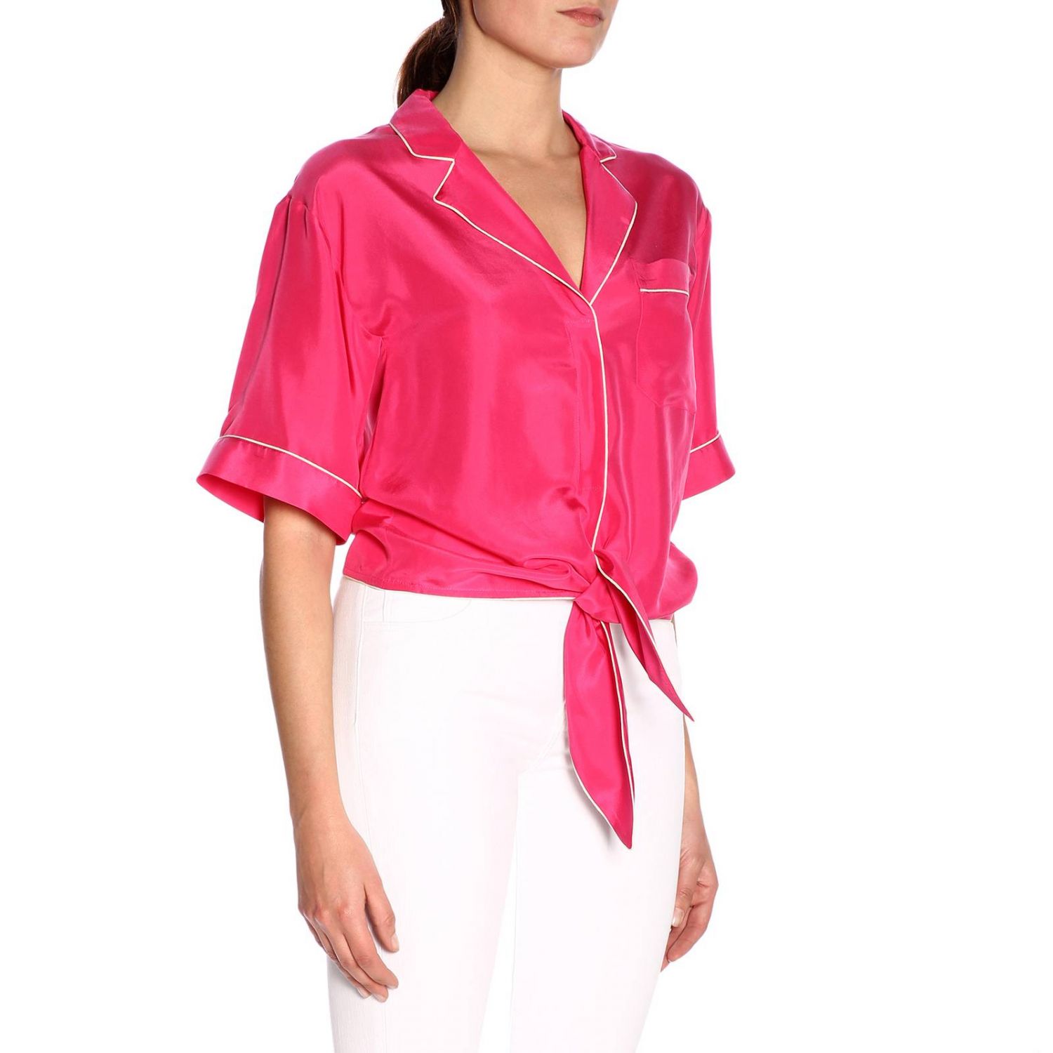 Pinko Outlet Camicia Prodigo In Stile Pigiama Con Stampa Posteriore In 