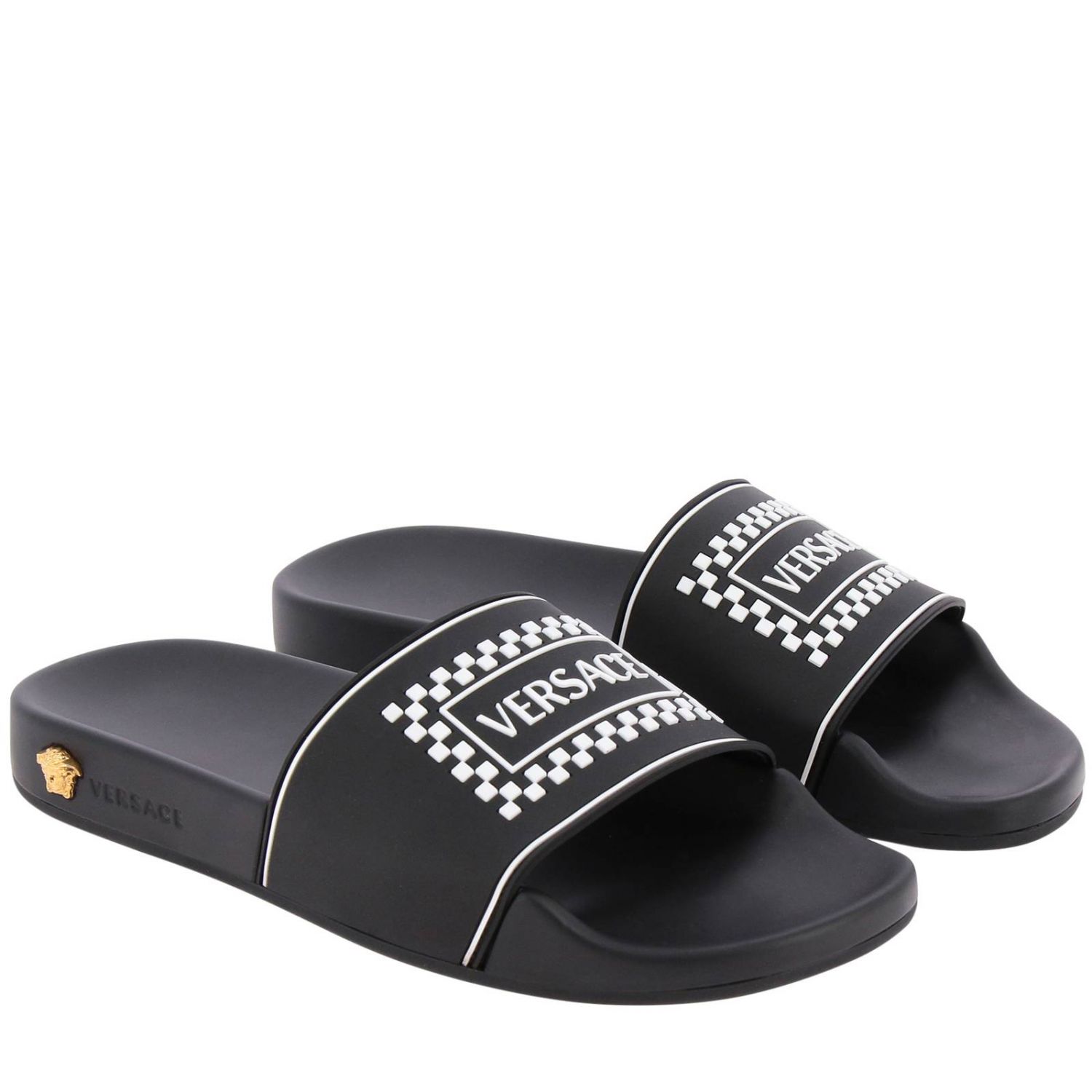 Versace Outlet Shoes women Black Flat Sandals Versace DSR822C DGOSV
