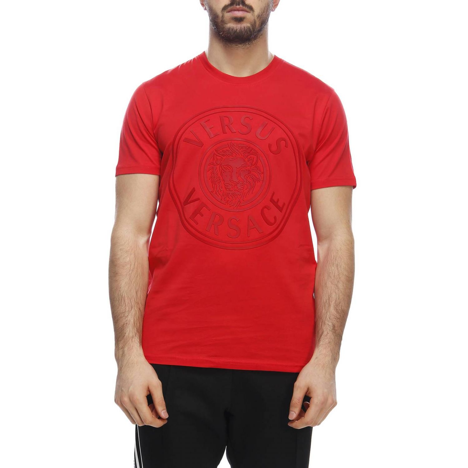 VERSACE JEANS COUTURE Versace Jeans Couture t-shirt uomo bianca con medusa  a righe 72GAH6R2J001000 | ViaMonte Shop