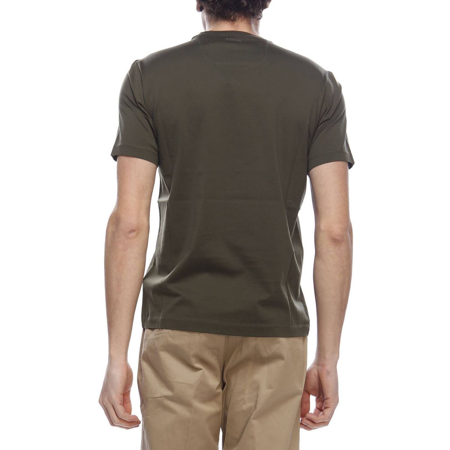 T-shirt Z Zegna: T-shirt a girocollo in tessuto stretch basic militare 3