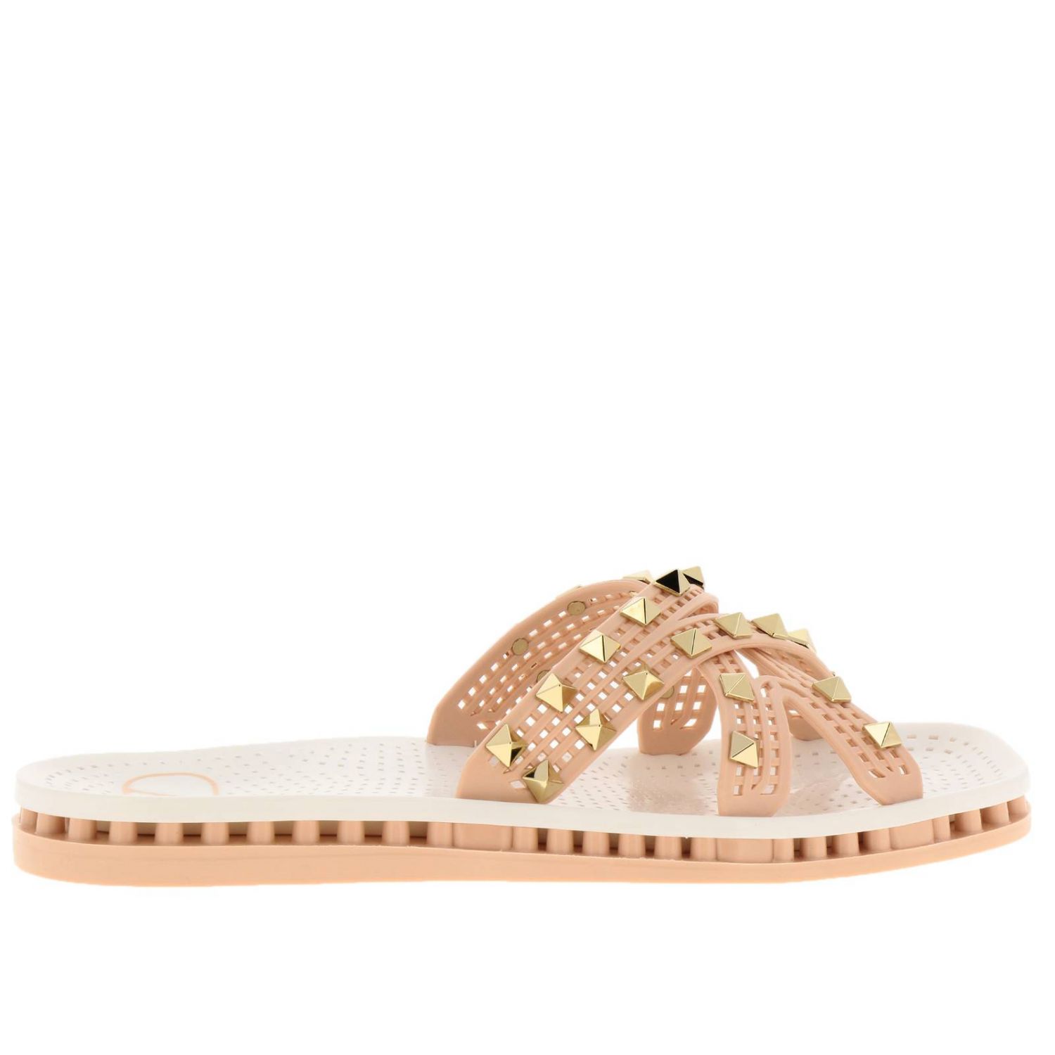 blush pink flat sandals