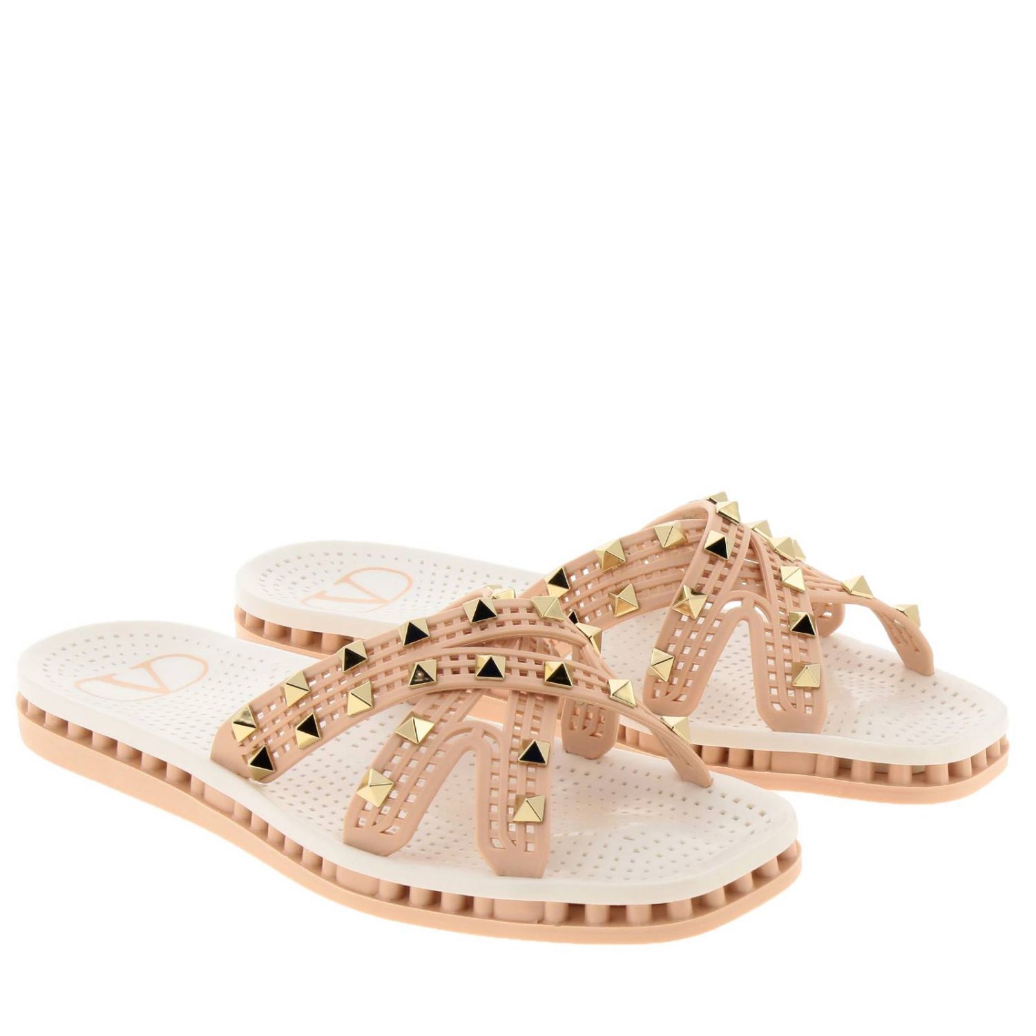 blush pink flat sandals