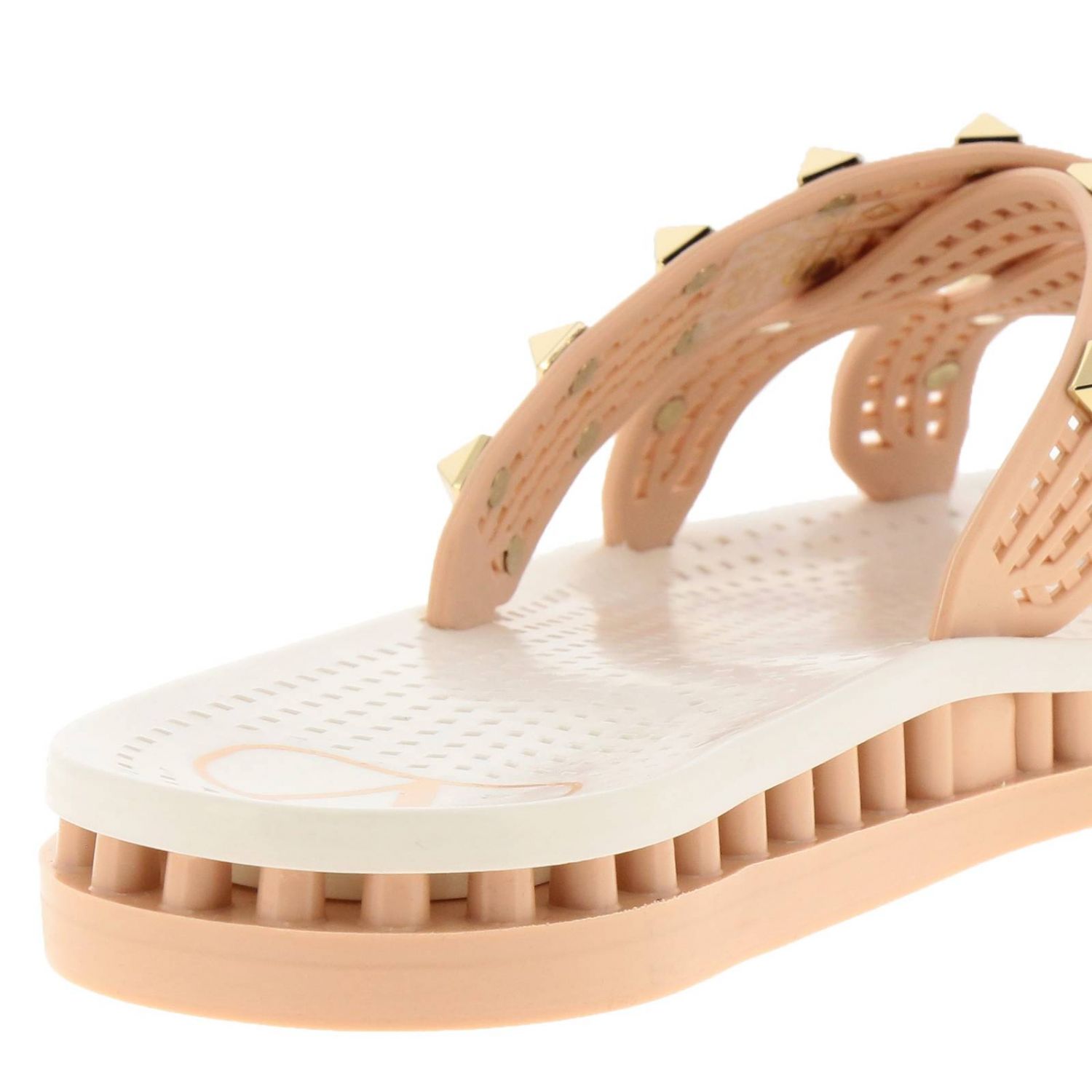 blush pink flat sandals