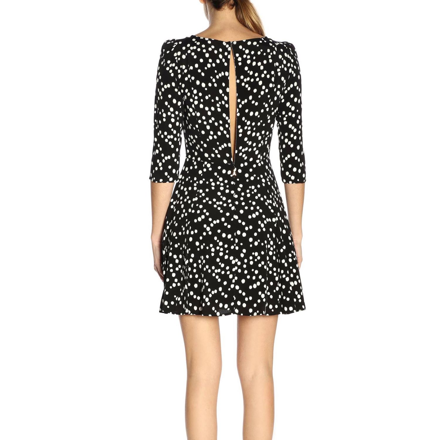 Patrizia Pepe Outlet: Abito con maniche a 3/4 con fantasia a pois - Nero | Abito  Patrizia Pepe 8J0797 A3JL GIGLIO.COM