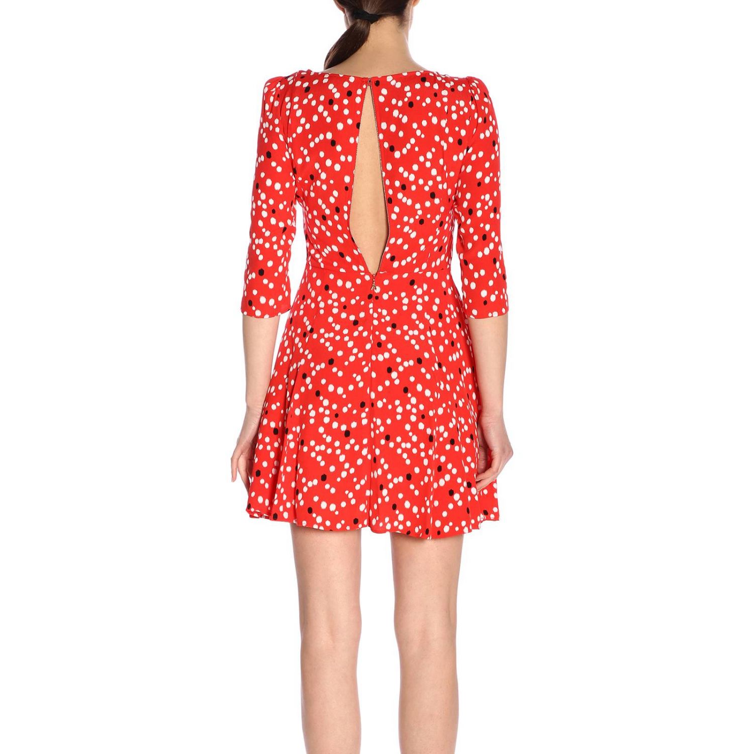 Patrizia Pepe Outlet: Abito con maniche a 3/4 con fantasia a pois - Rosso | Abito  Patrizia Pepe 8J0797 A3JL GIGLIO.COM