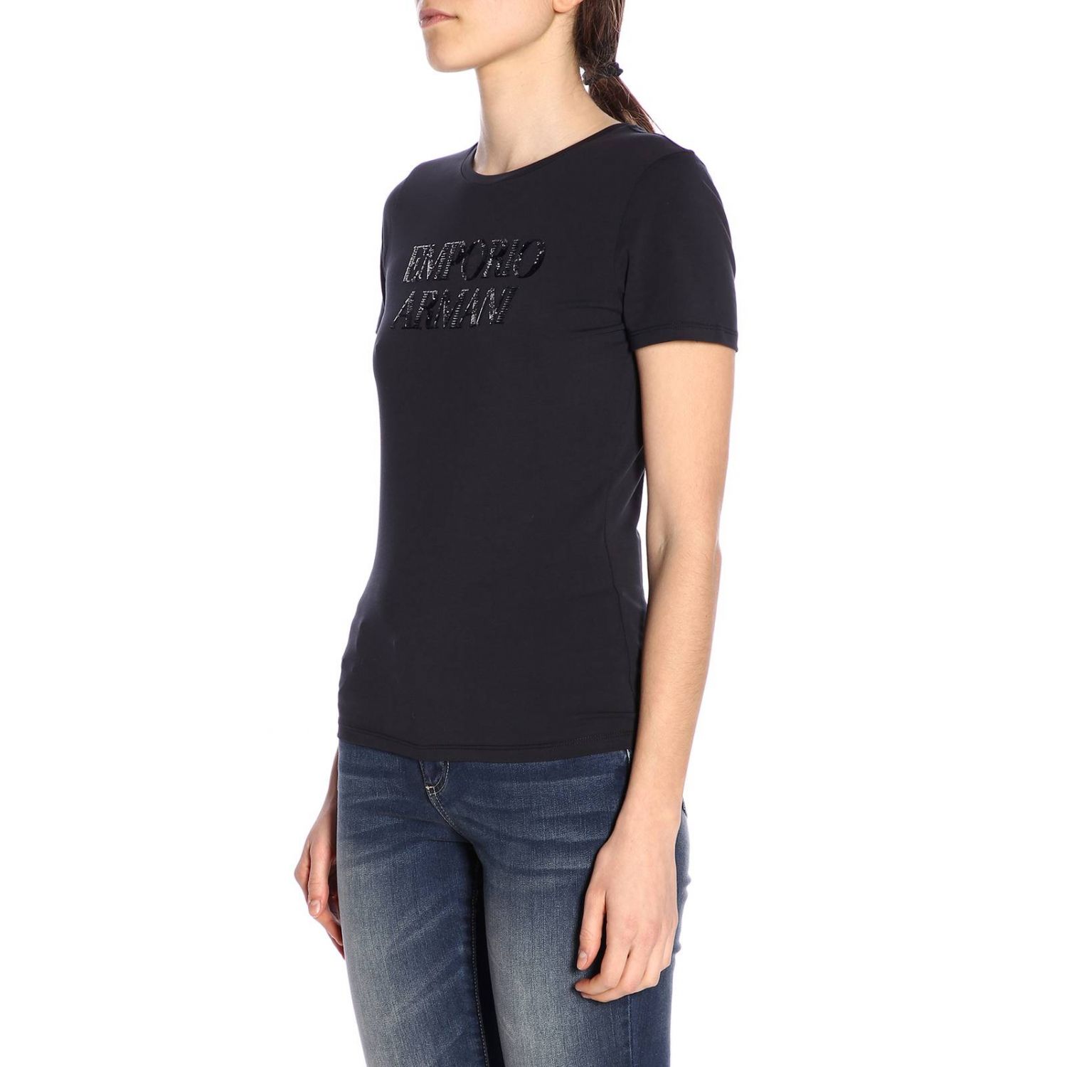 Emporio Armani Outlet: t-shirt for woman - Blue | Emporio Armani t ...