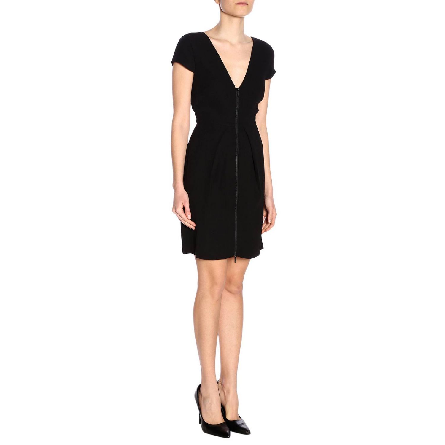 Armani Exchange Outlet: Abito corto a V con zip - Nero | Abito Armani  Exchange 3GYA45 YNJQZ GIGLIO.COM