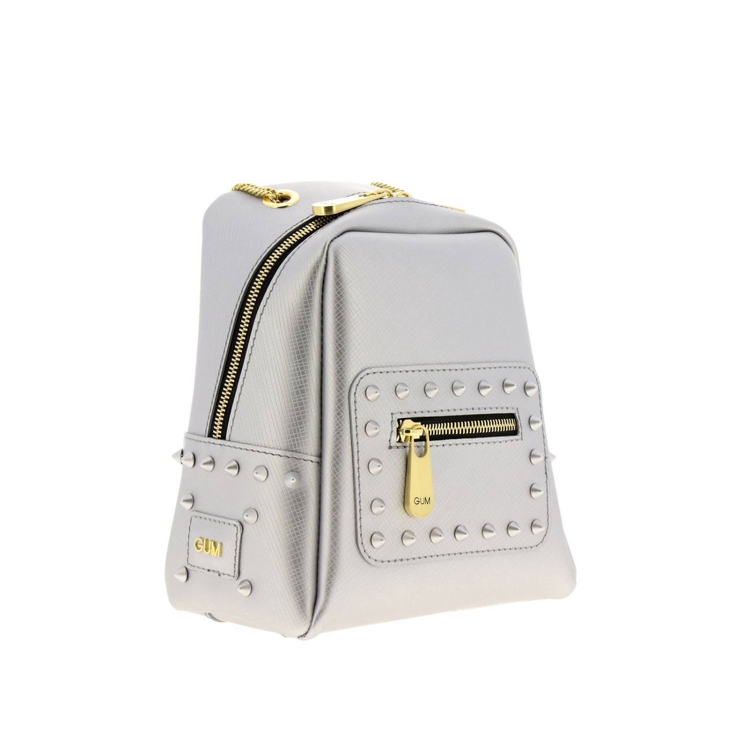 Gum Outlet: Zaino mini in gomma con borchie - Argento | Zaino Gum ZN 1677  SATIN STUD GIGLIO.COM