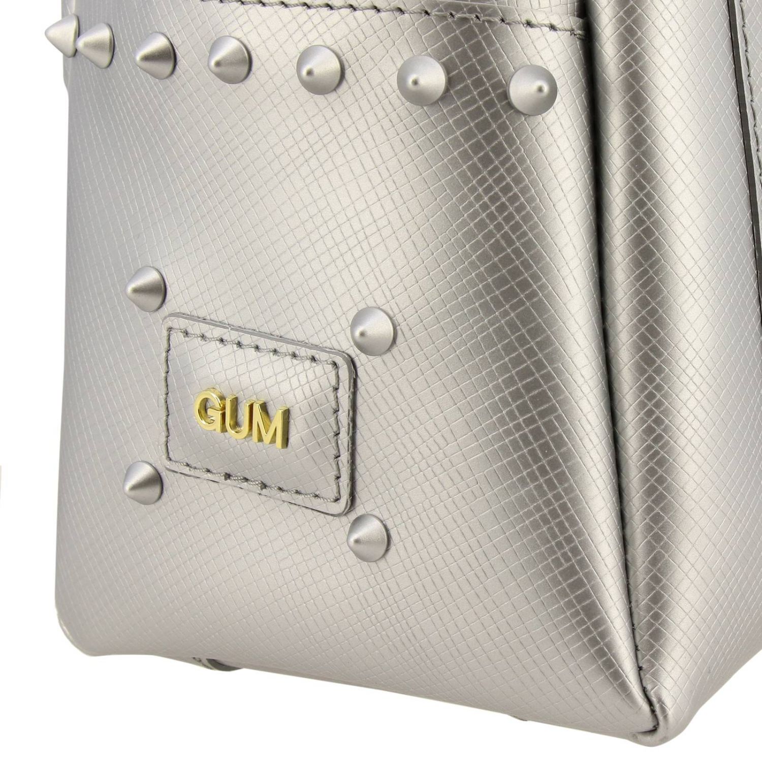 Gum Outlet: Zaino large in gomma con borchie - Argento | Zaino Gum ZN 1753  SATIN STUD GIGLIO.COM