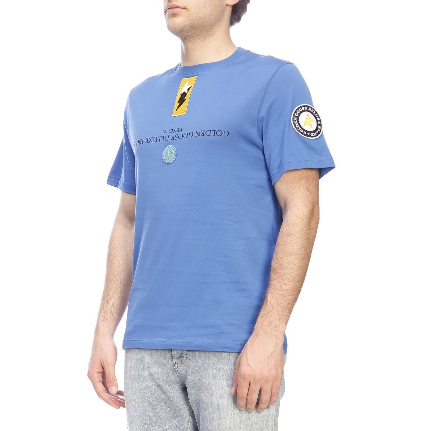 Golden Goose Outlet: T-shirt men - Blue | T-Shirt Golden Goose G34MP524 ...