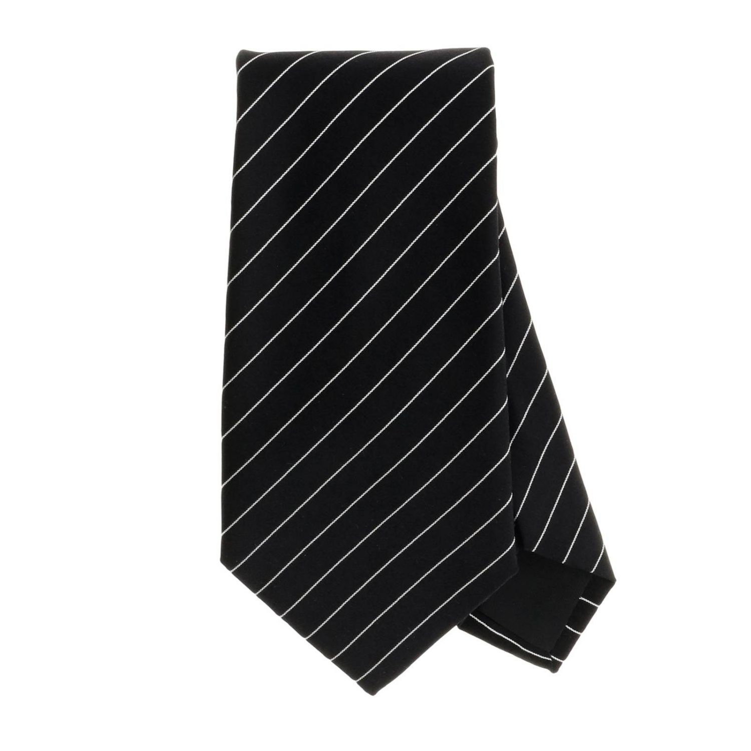 Emporio Armani Outlet: Cravatta 7,5 cm in seta a micro fantasia - Nero