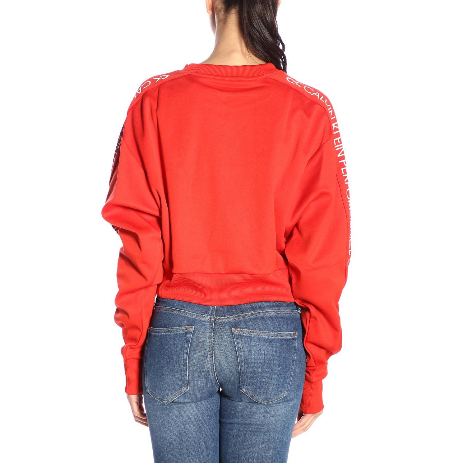 Calvin Klein Performance Outlet: Felpa girocollo cropped banda logo - Rosso  | Maglia Calvin Klein Performance 00GWS9W361 GIGLIO.COM