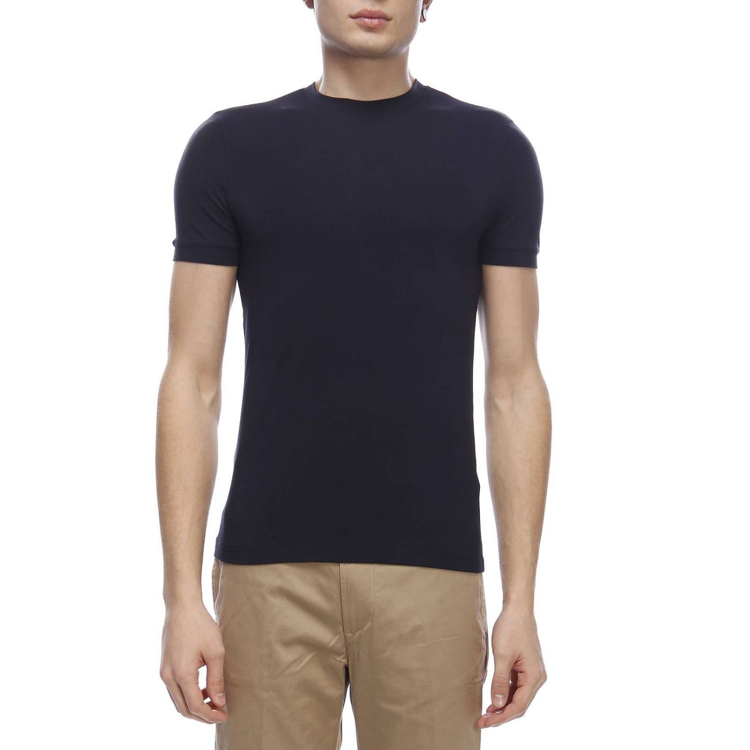 T-shirt Giorgio Armani: T-shirt à col rond en jersey de viscose stretch basique bleu 1